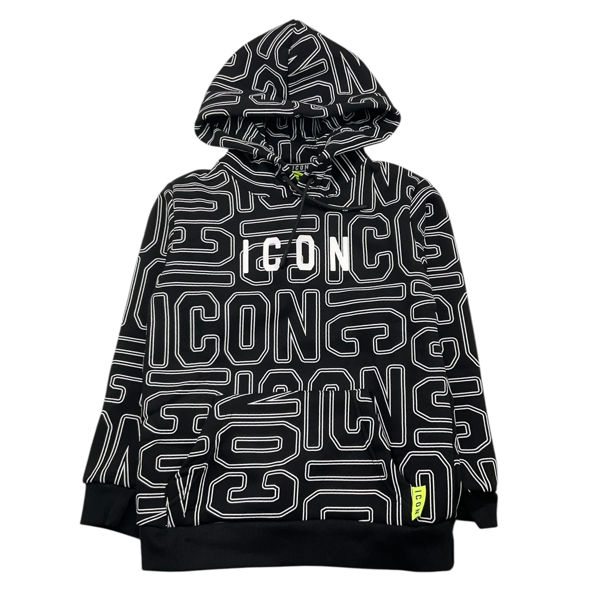 ICON felpa chiusa con cappuccio tinta unita stampa fantasia Nero per Bambino IBSW0024301 NERO ICON