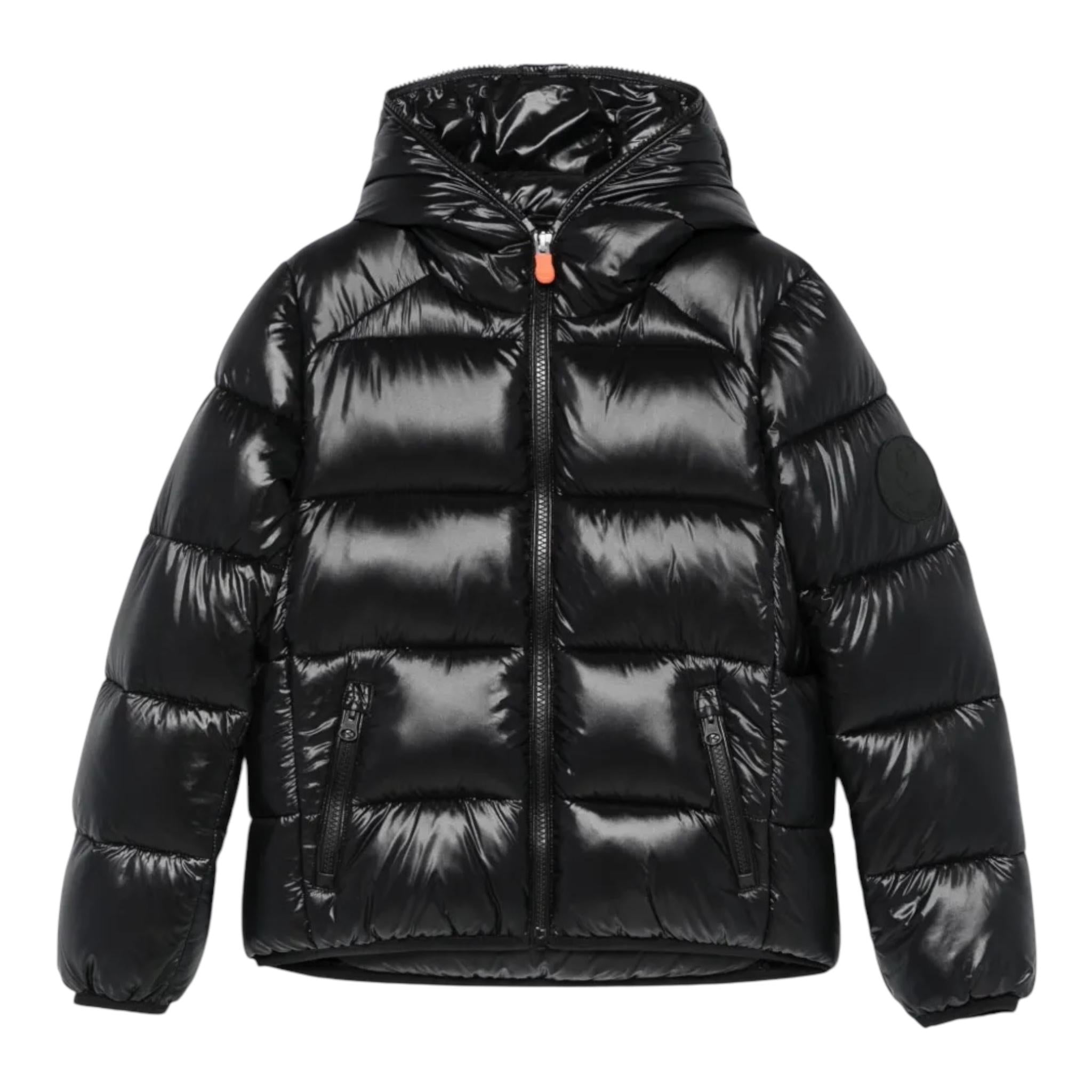 SAVE THE DUCK giubbino tinta unita con zip e cappuccio Nero per Bambina J31280B NERO SAVE THE DUCK