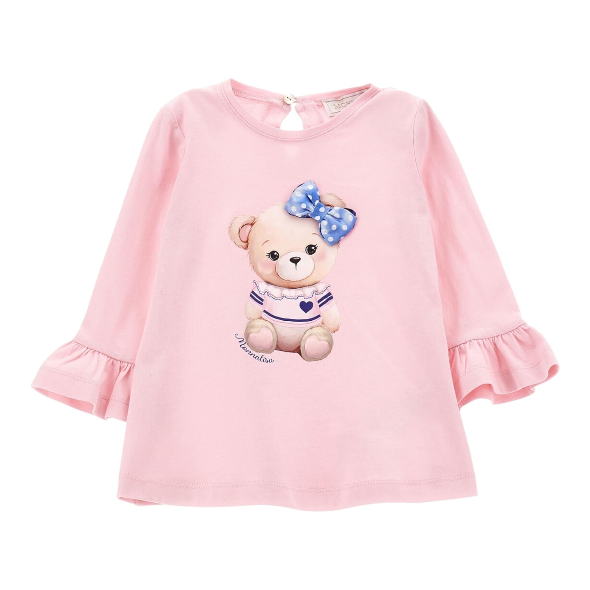 MONNALISA maxi shirt girocollo tinta unita cn stampa Rosa per Neonata 39D611 ROSA MONNALISA