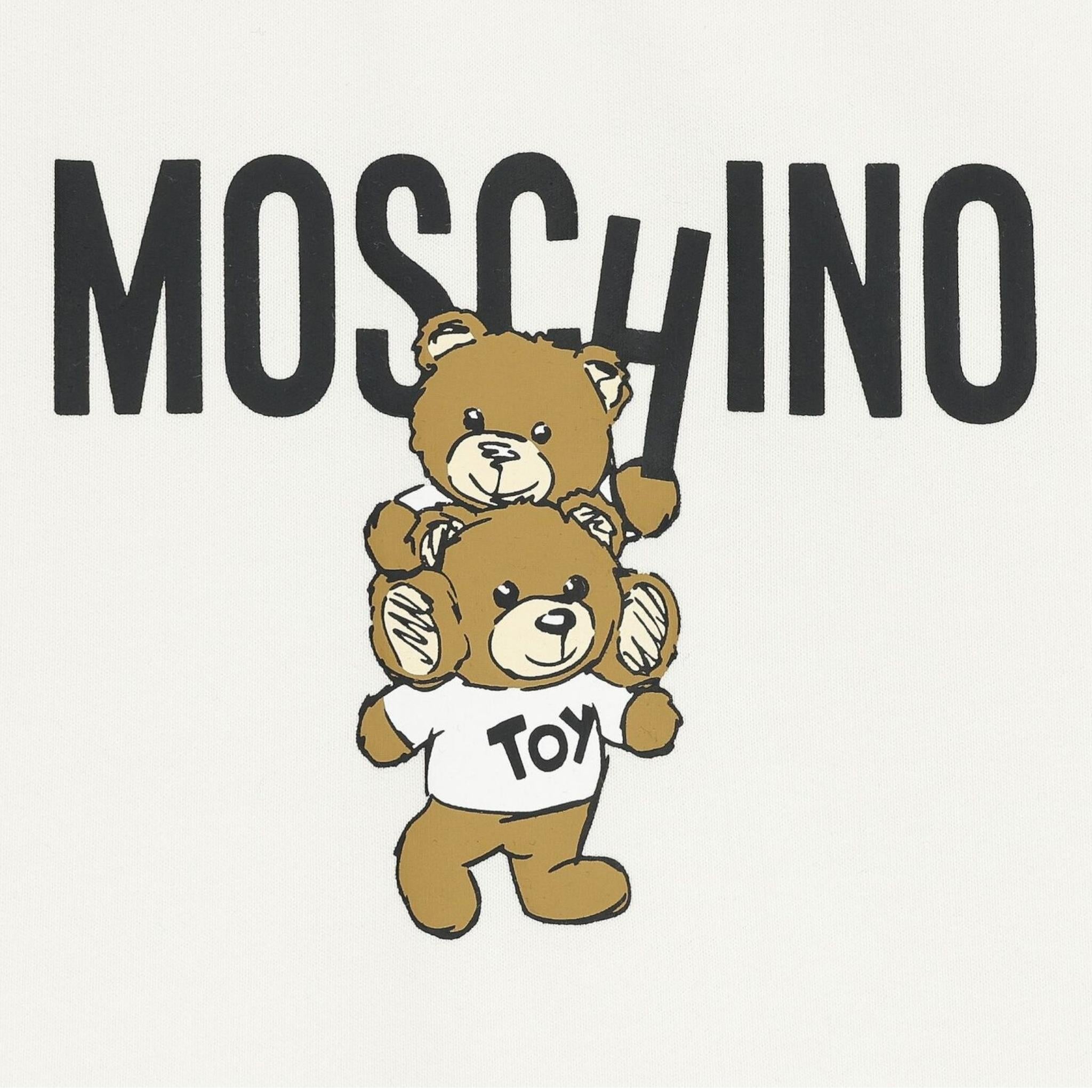 MOSCHINO abito felpa girocollo tinta unita con stampa Bianco per Neonata MDV0BNXX BIANCO MOSCHINO
