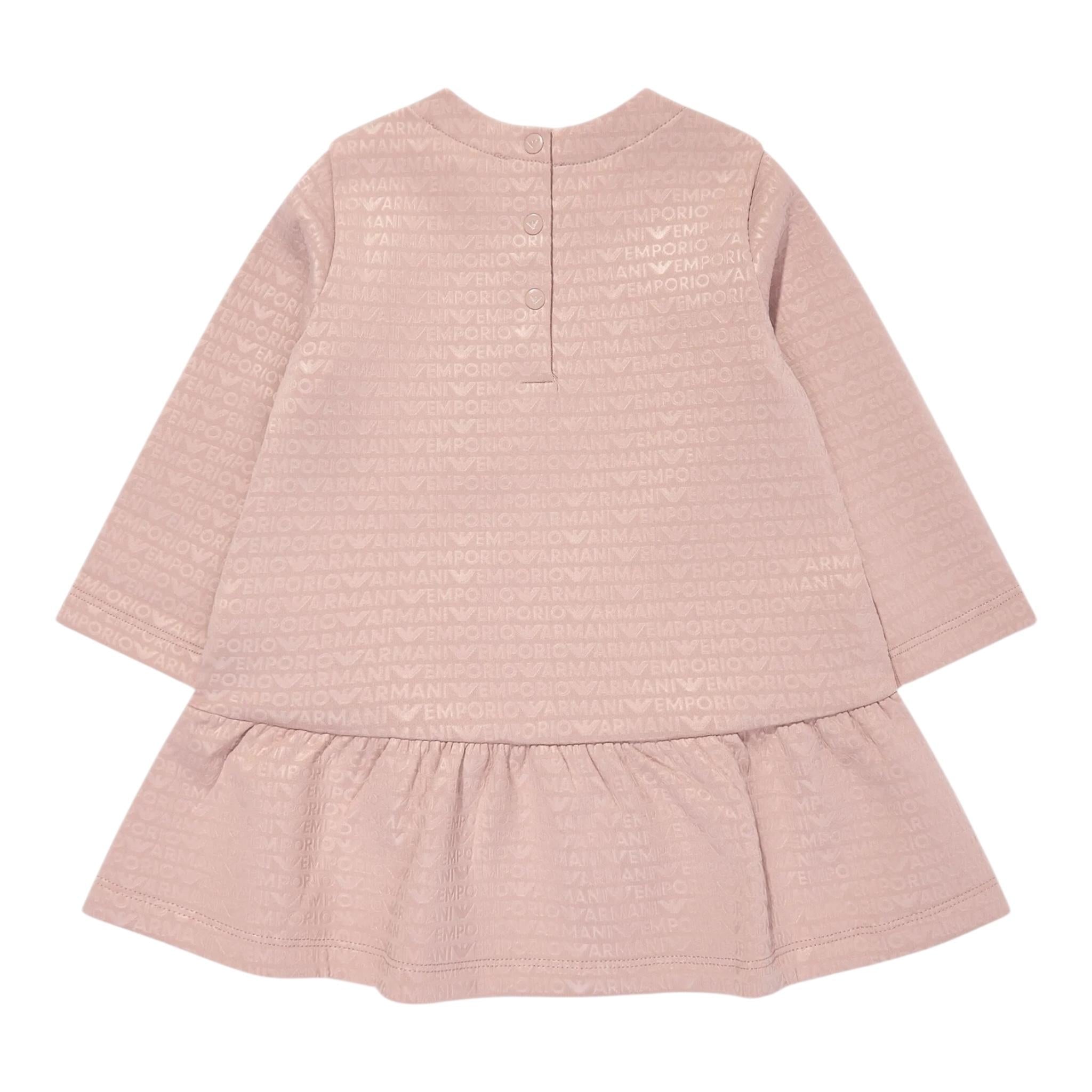 EMPORIO ARMANI abito manica lunga tinta unitacon loghi Rosa per Neonata 6DEA02 ROSA EMPORIO ARMANI