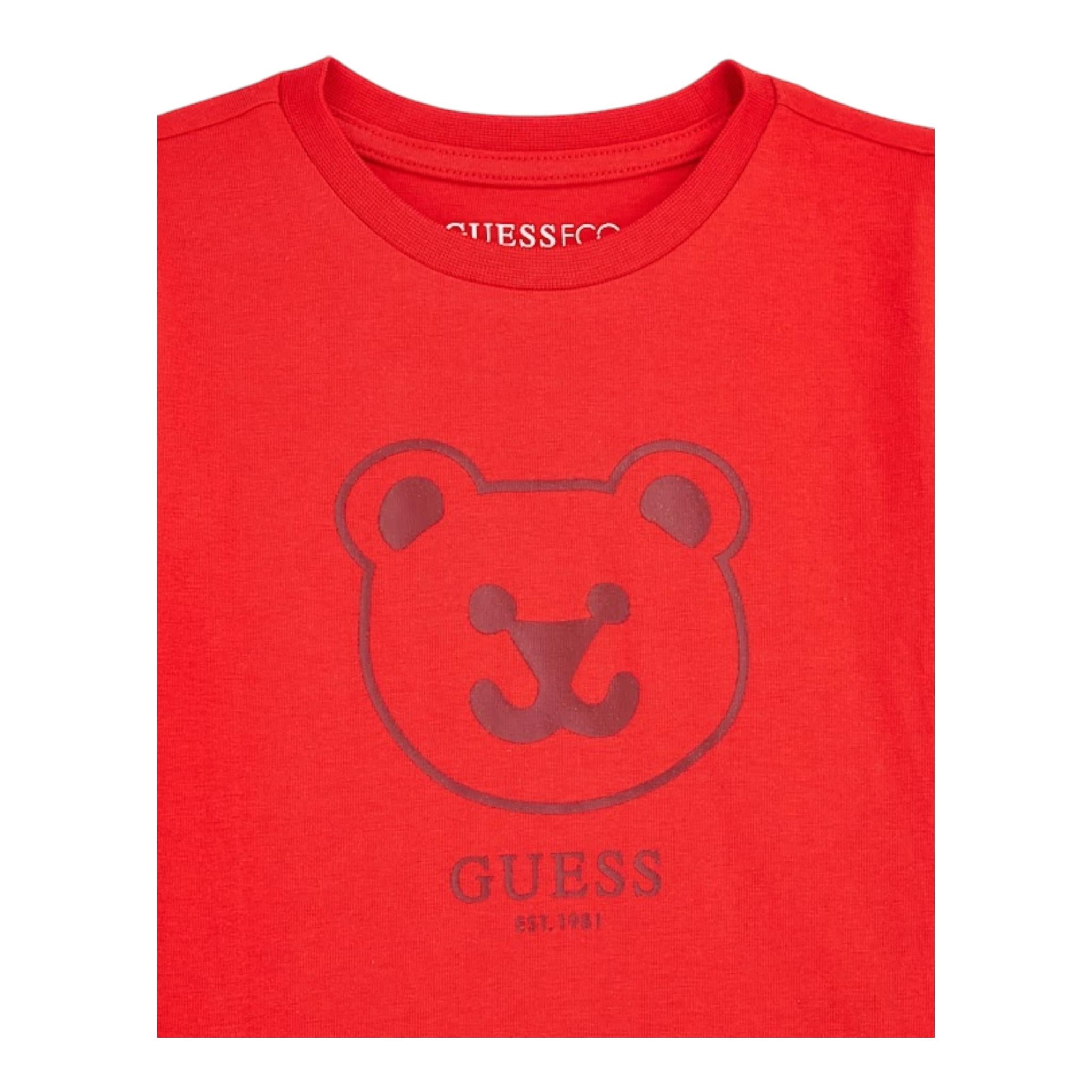 GUESS shirt girocollo tinta unita ocn logo Rosso per Neonato I4YI01K8HM4 ROSSO GUESS