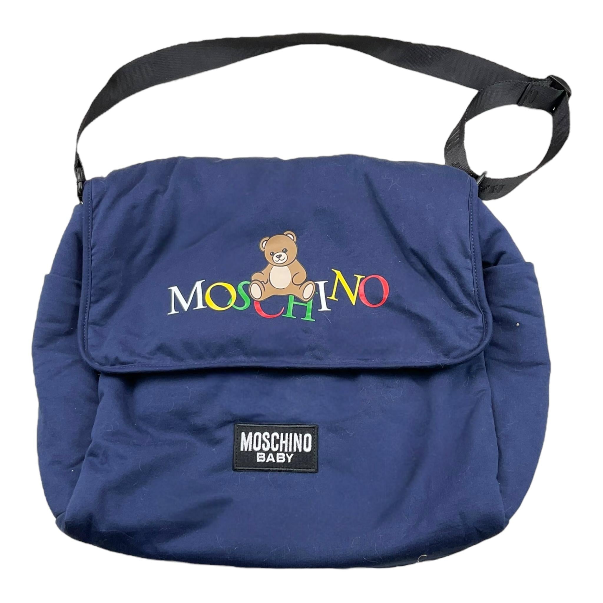 MOSCHINO borsa premaman tinta unita con stampa Blu per Neonata MYX03 BLU MOSCHINO