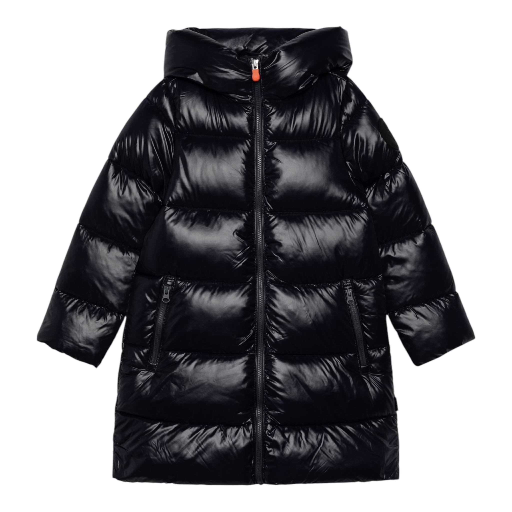 SAVE THE DUCK giubbino tinta unita con zip e cappuccio Nero per Bambina J45510GX NERO SAVE THE DUCK