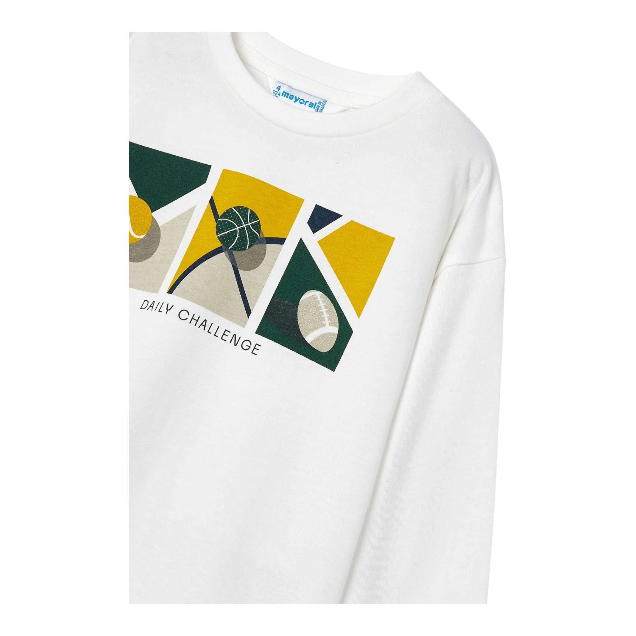 MAYORAL shirt girocollo tinta unita con stampa Bianco per Neonato 4043N BIANCO MAYORAL