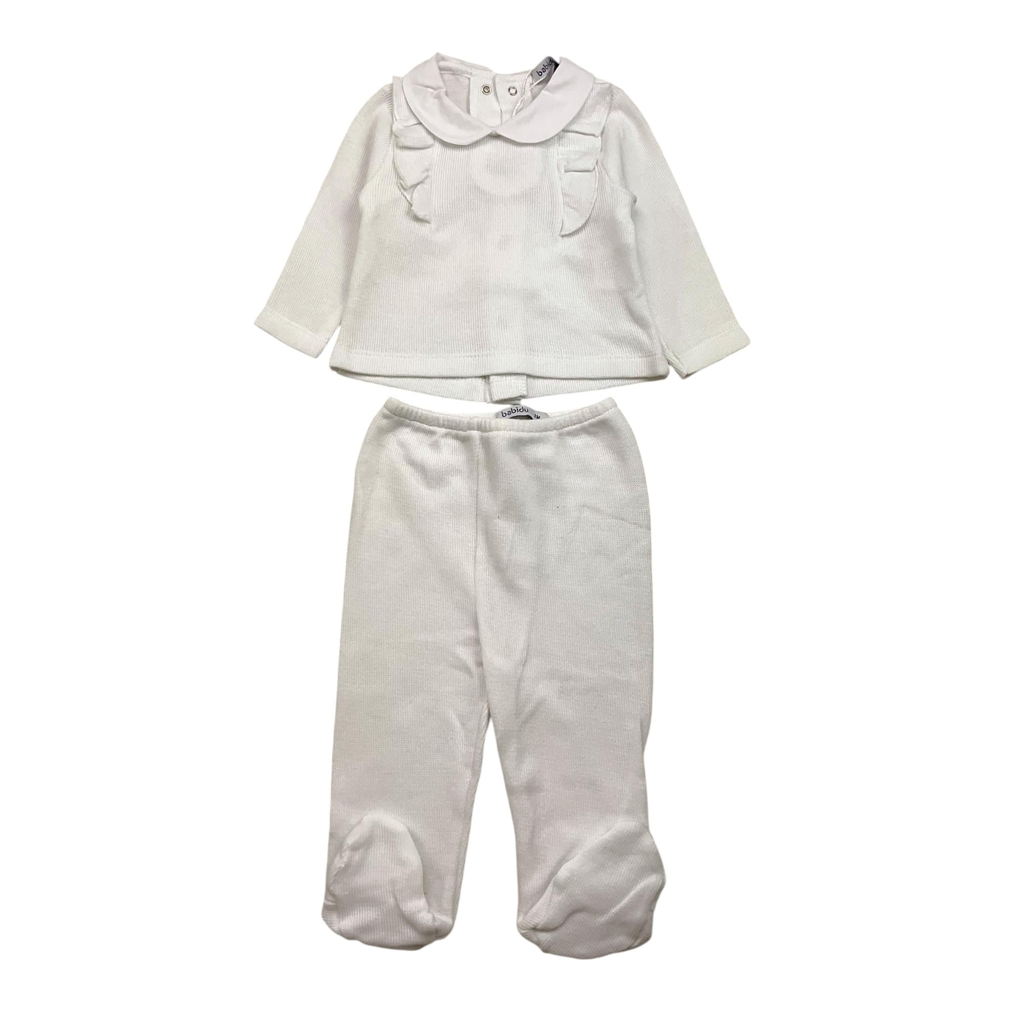 BABIDU completo 2pz tinta unita maglia-ghettina Bianco per Neonata 51365 BIANCO BABIDU