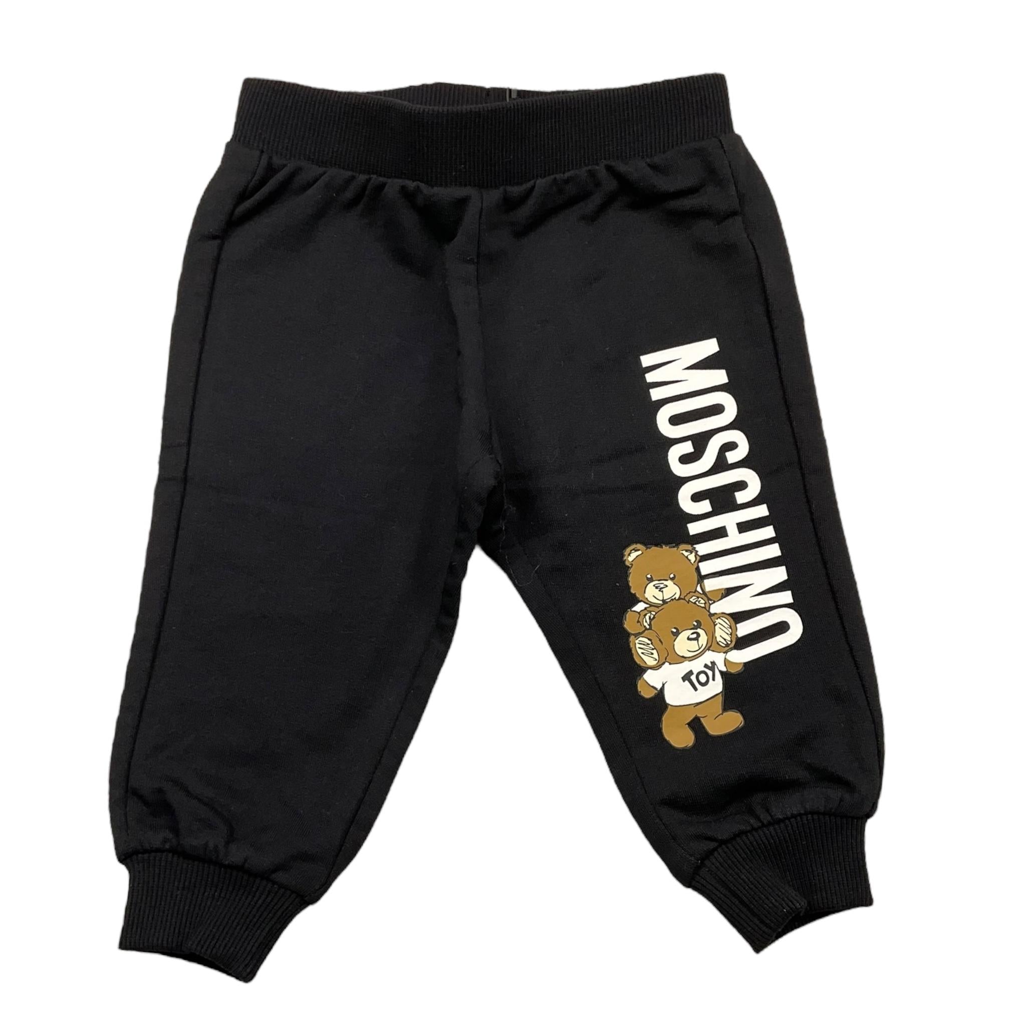 MOSCHINO pantalone tuta tinta unita con stampa in contrasto Nero per Bambino HUP084 NERO MOSCHINO