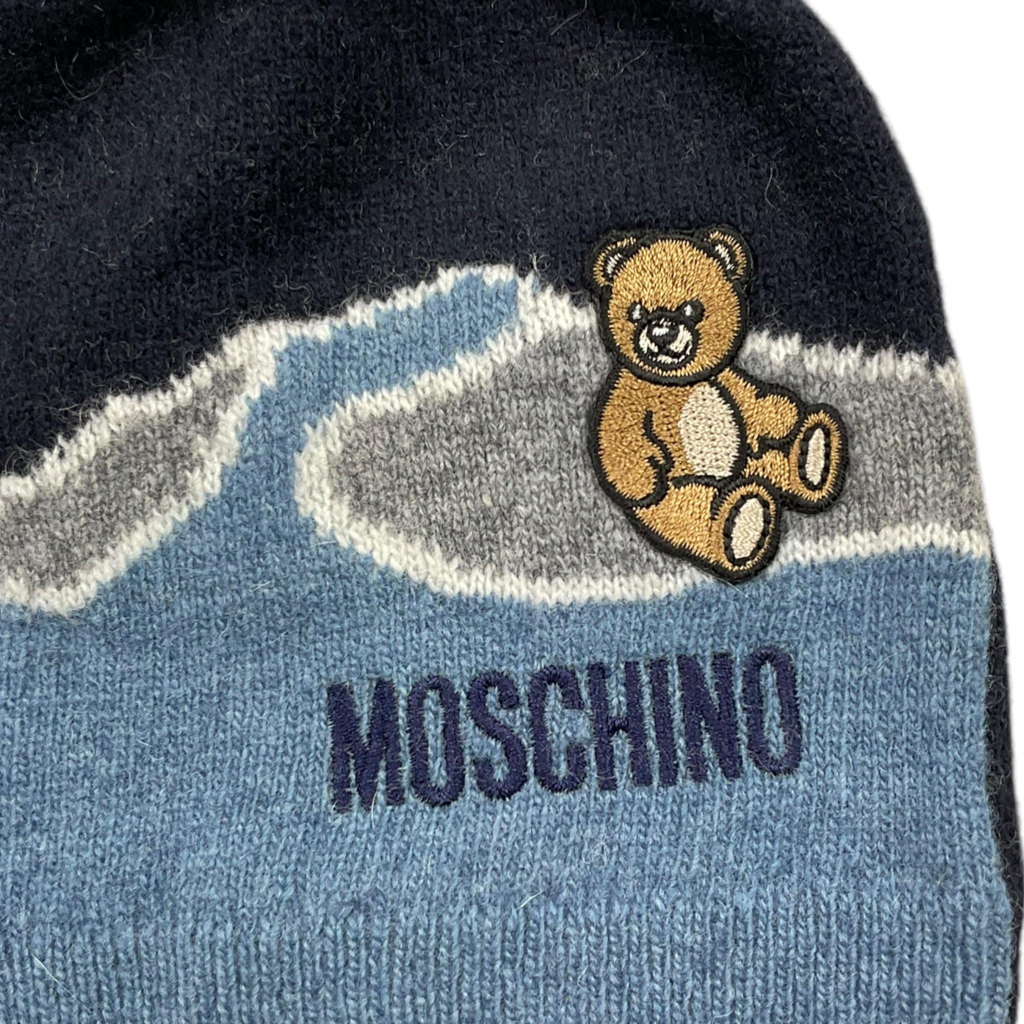 MOSCHINO cappello tinta unita con stampa Blu per Neonato MMX04 BLU MOSCHINO