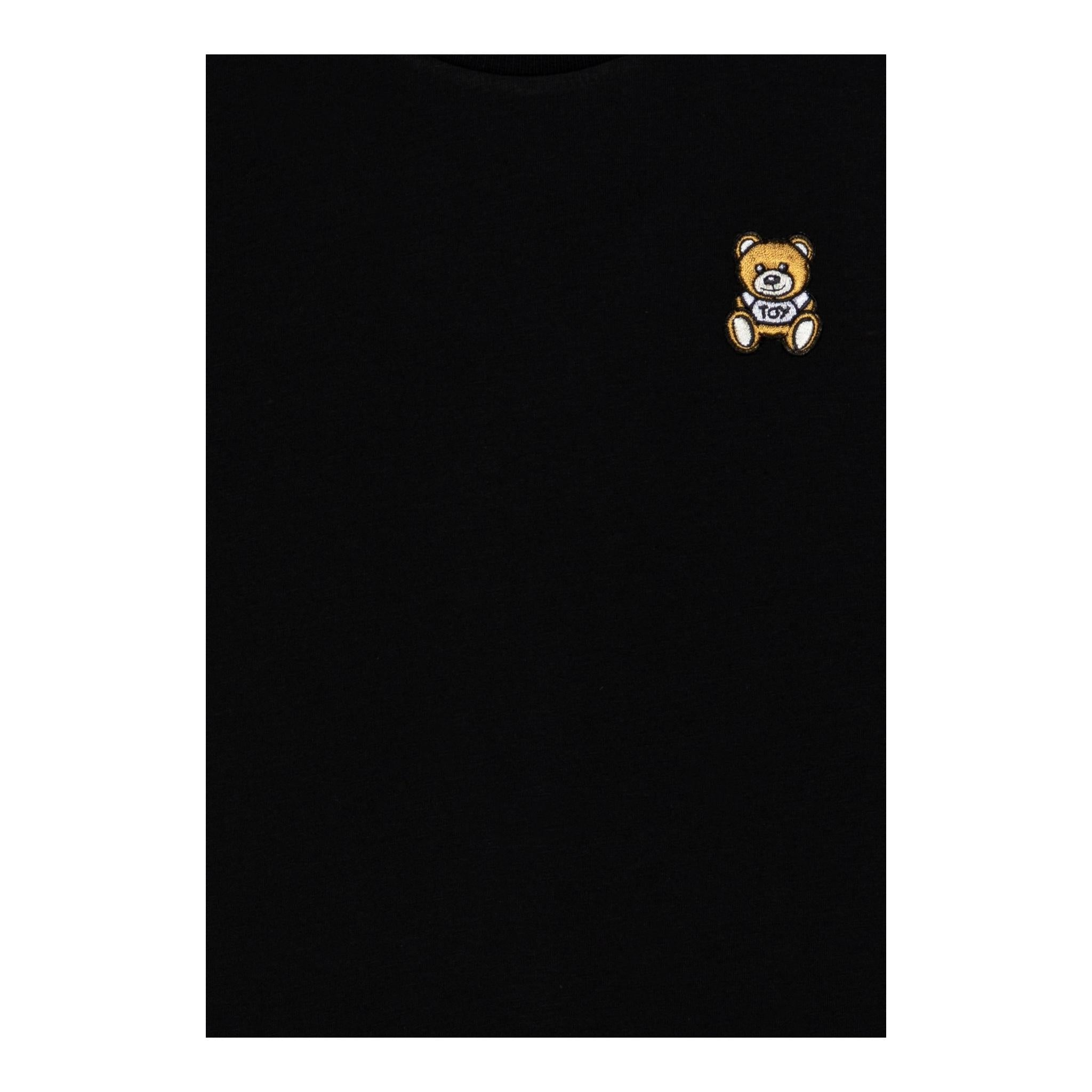 MOSCHINO t-shirt girocollo tinta unita con ricamo orso Nero per Bambino HTM04K NERO MOSCHINO