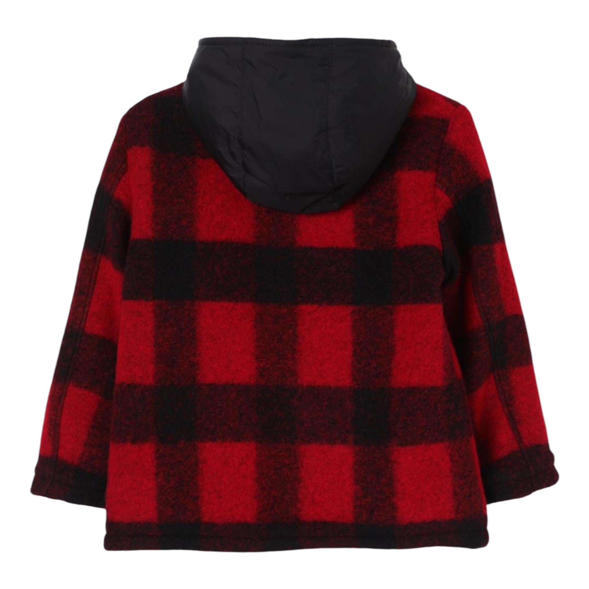 ASPESI cappotto fantasia scozzese con cappuccio Nero/rosso per Bambino F24035GMW3066 NERO/ROSSO ASPESI