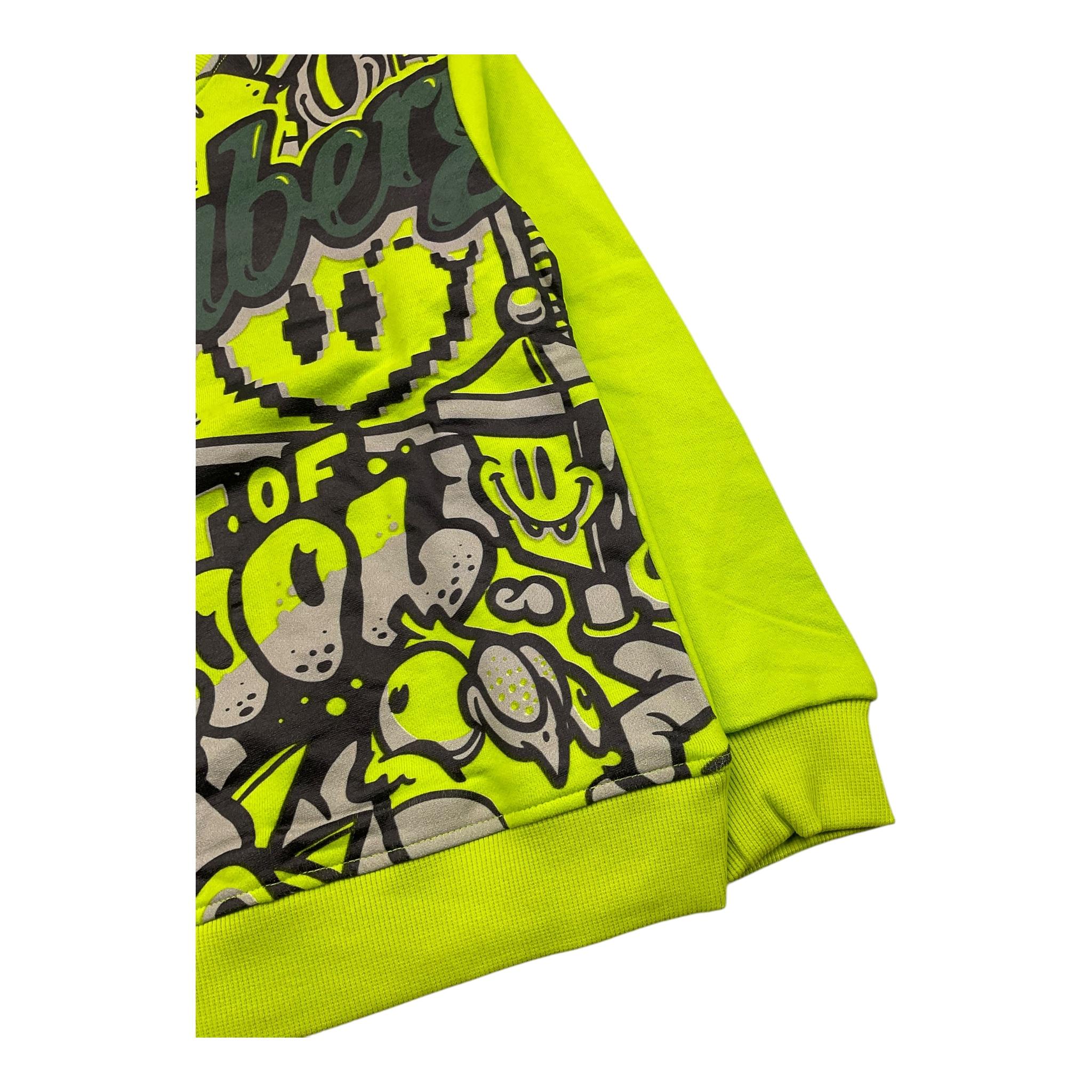 BiKKEMBERGS felpa chiusa girocollo tinta unita con stampe Verde fluo per Bambino BK2815 VERDE FLUO BiKKEMBERGS