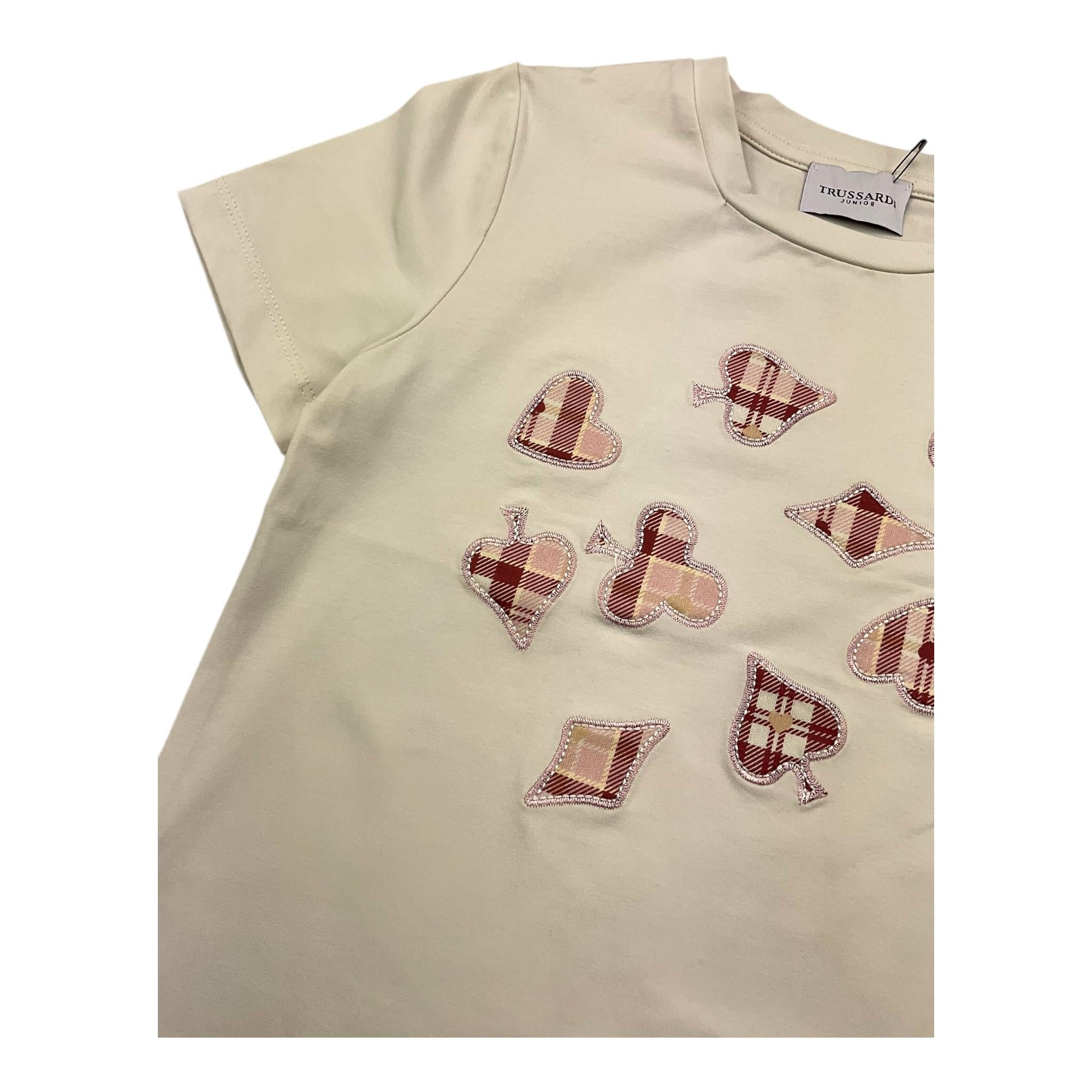 TRUSSARDI t-shirt girocollo tinta unita con stampa Panna per Bambina TGA25122TS PANNA TRUSSARDI