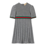 GUCCI abito mezza manica tinta unita con profili in contrasto Grigio per Neonata 790773 GRIGIO GUCCI