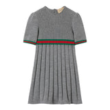 GUCCI abito mezza manica tinta unita con profili in contrasto Grigio per Neonata 790773 GRIGIO GUCCI