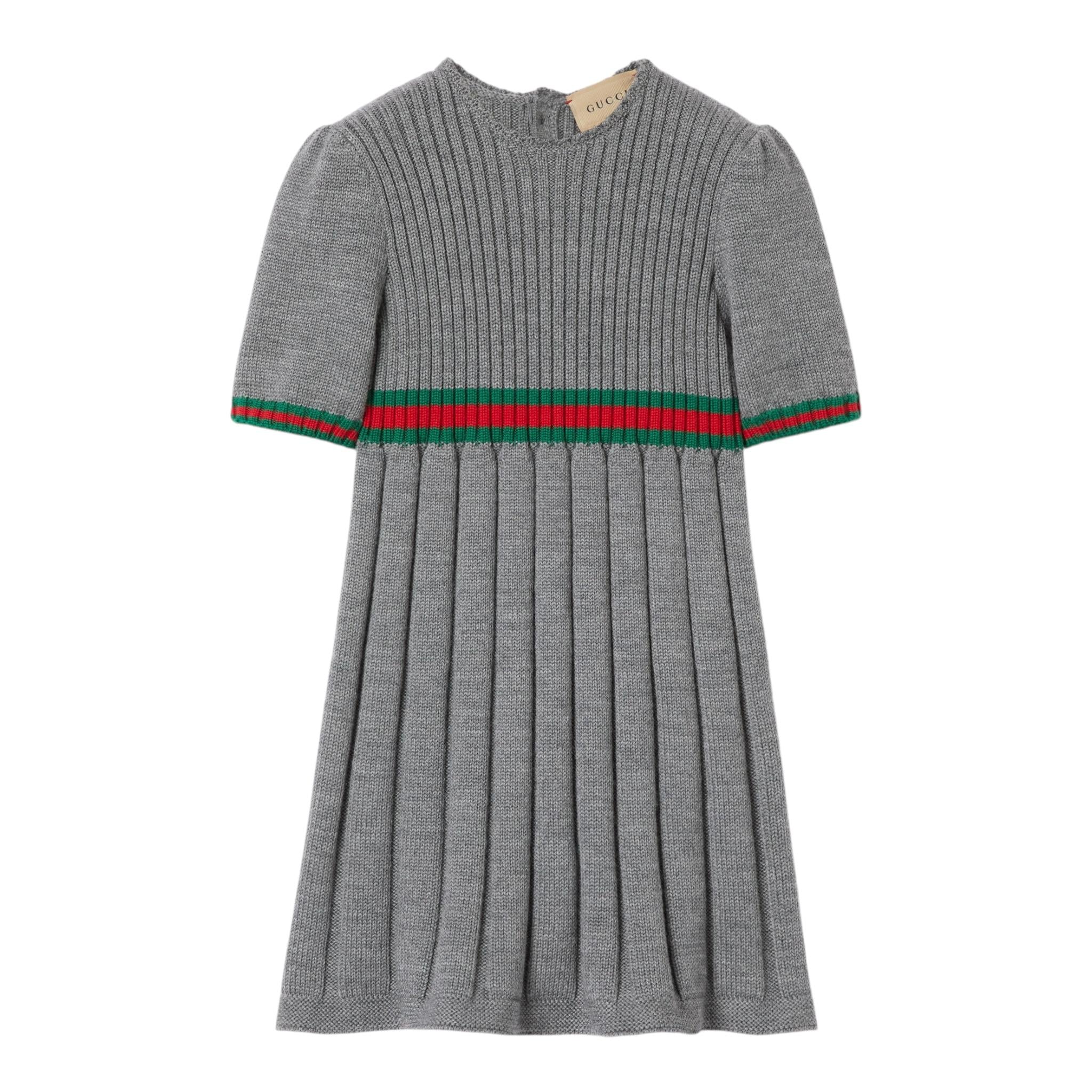 GUCCI abito mezza manica tinta unita con profili in contrasto Grigio per Neonata 790773 GRIGIO GUCCI