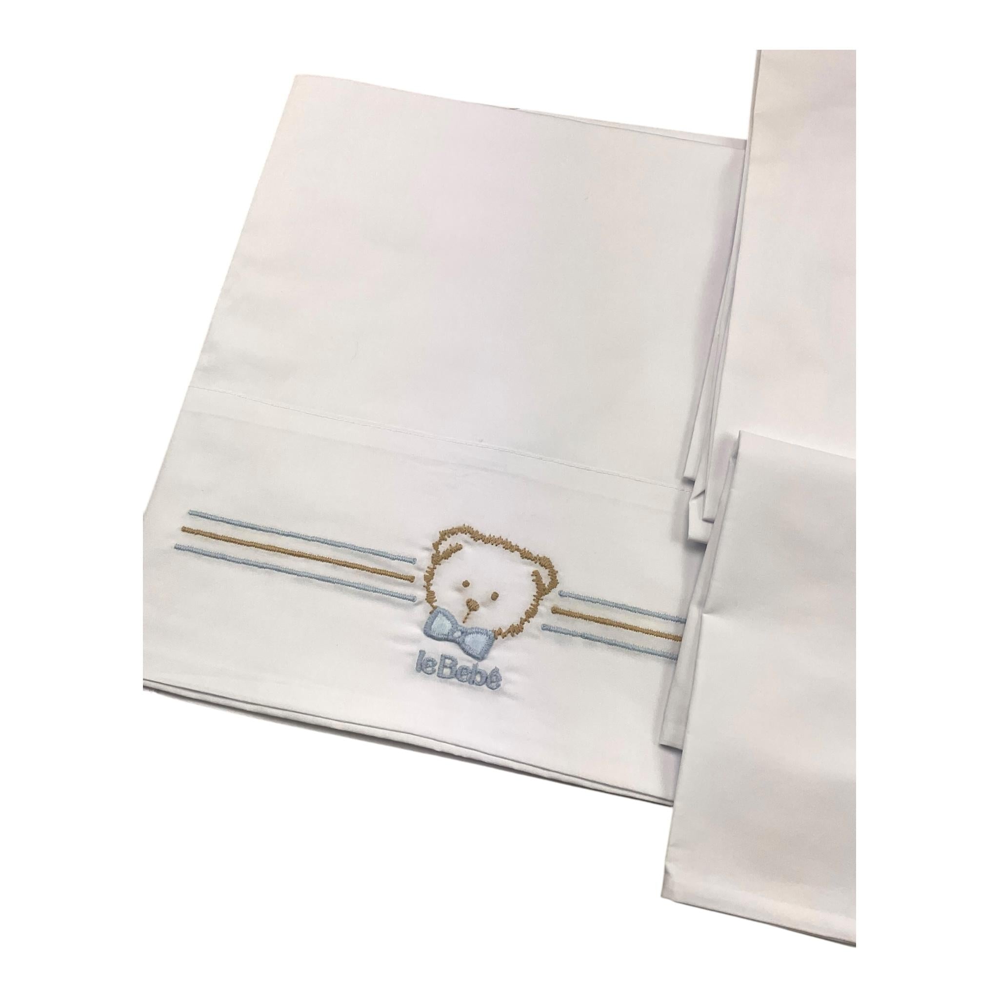 LE BEBE' set 3 pezzi lenzuola tinta unita cn ricami Bianco per Neonato LBB5079 BIANCO LE BEBE'