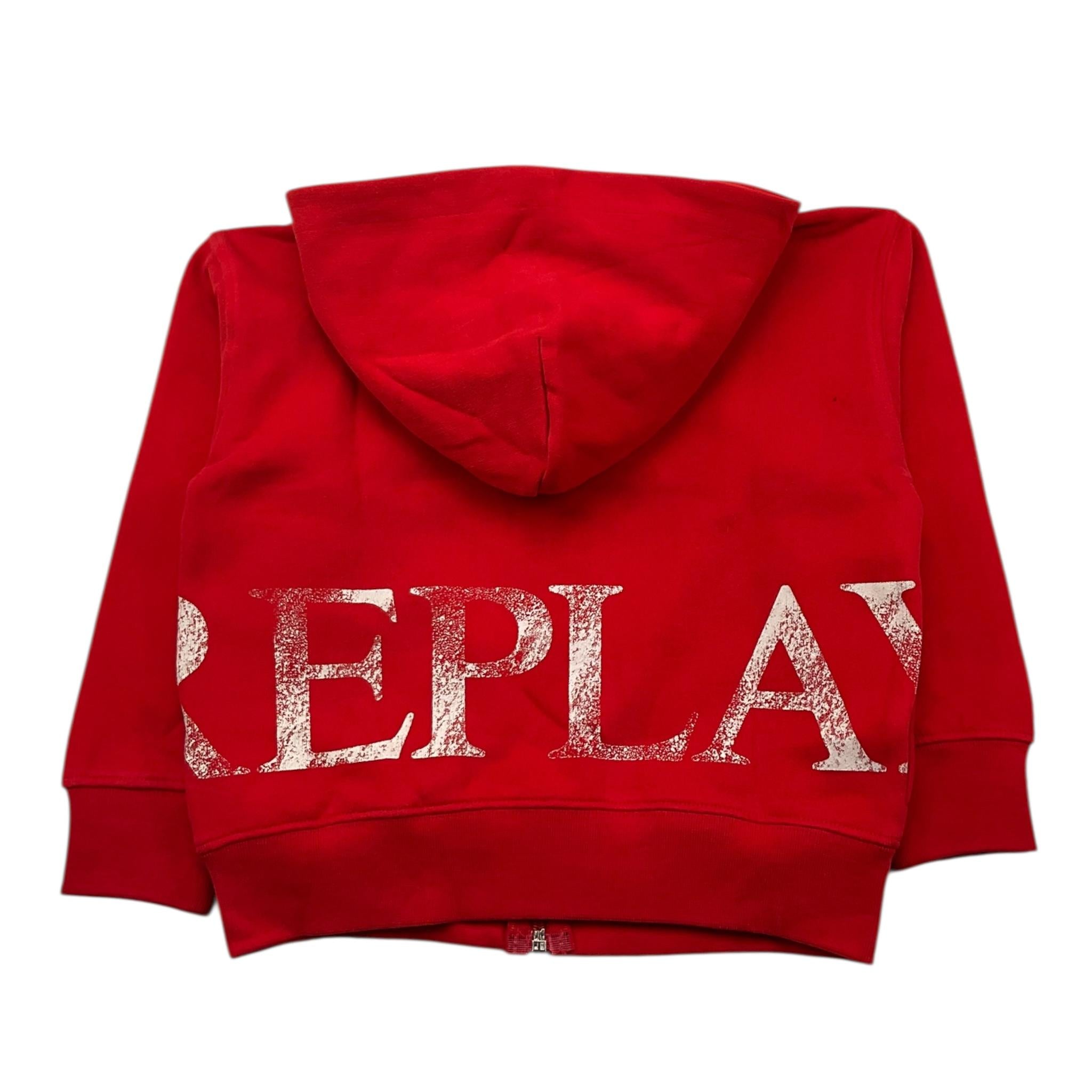 REPLAY felpa con zip e cappuccio tinta unita con logo Rosso per Bambino SB2723 ROSSO REPLAY
