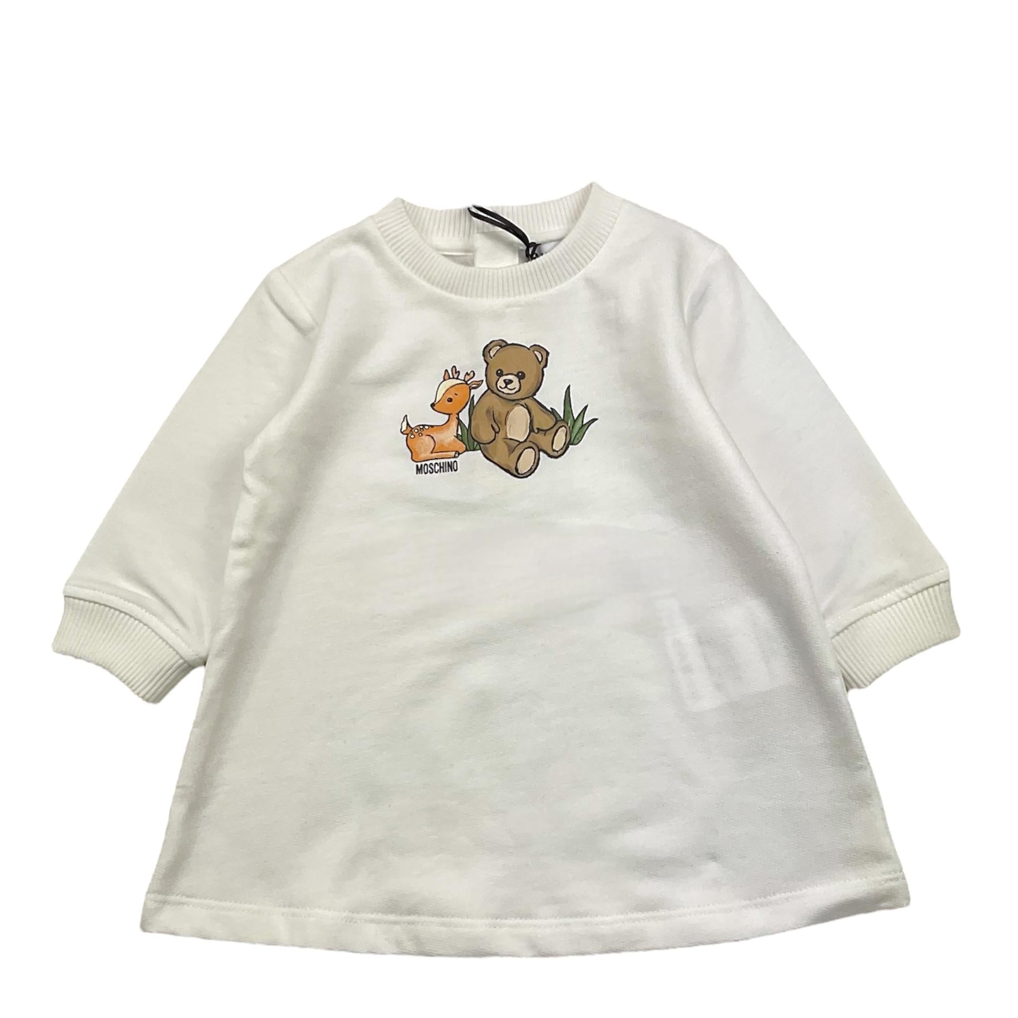MOSCHINO abito tinta unita girocollo con stampa Bianco per Neonata MCV0A2 BIANCO MOSCHINO