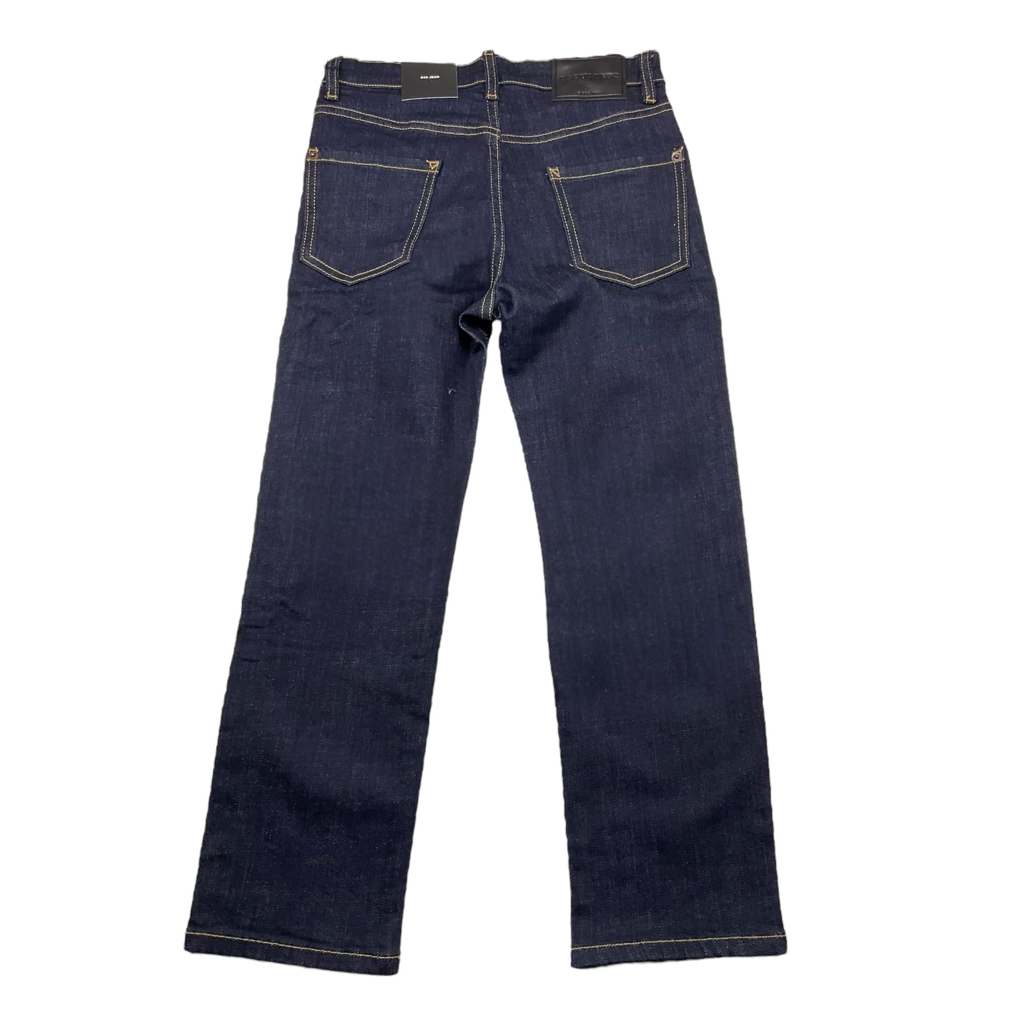 DSQUARED2 jeans tinta unita con cuciture in contrasto Blu per Bambino DQ2252X BLU DSQUARED2