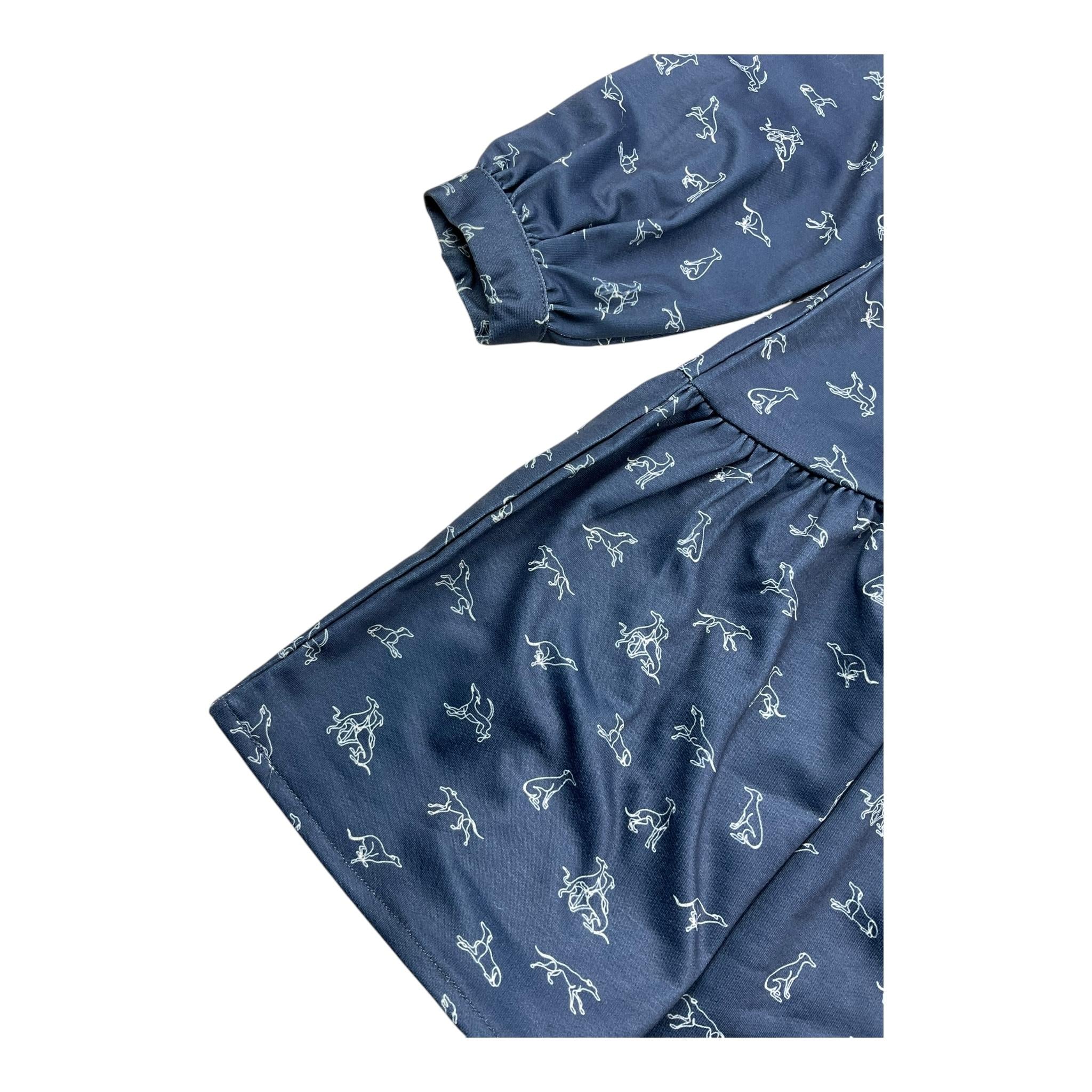 TRUSSARDI abito manica lunga tinta unita con stampa cani Blu per Bambina TGA25020 BLU TRUSSARDI