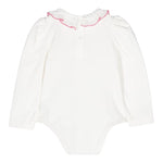 MONNALISA body tinta unita con ricami e colletto Bianco per Neonata 37D300 BIANCO MONNALISA