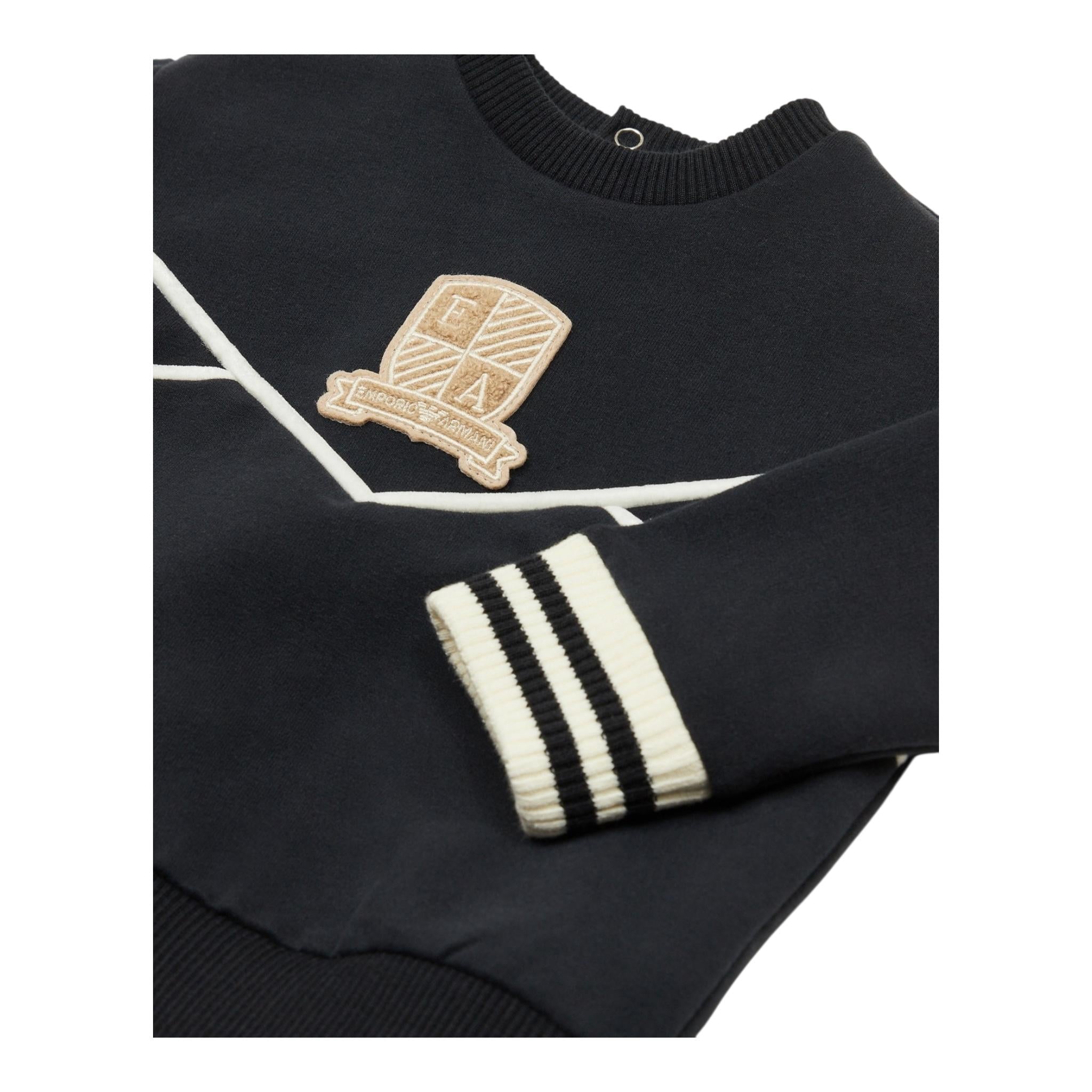 EMPORIO ARMANI felpa girocollo tinta unita con stampa Blu per Neonato 6DHMJ7X BLU EMPORIO ARMANI