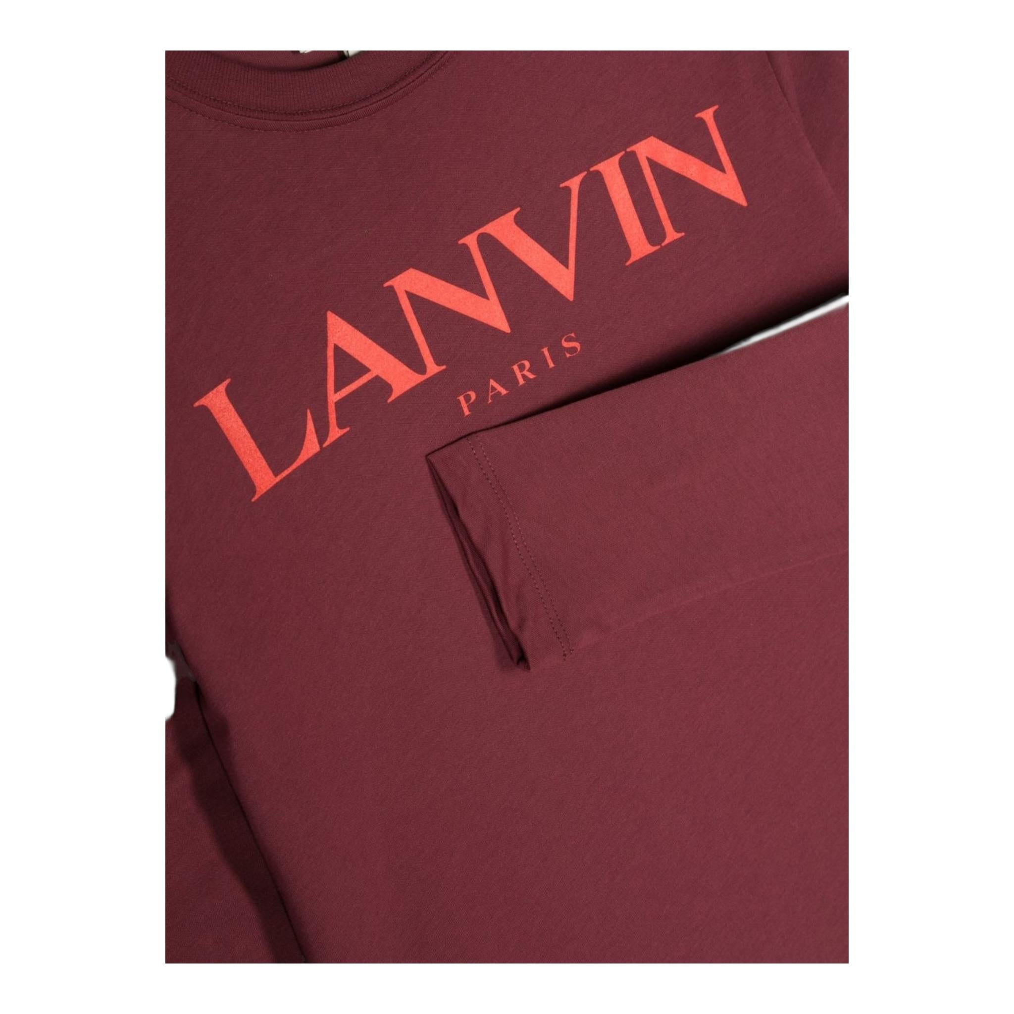 LANVIN shirt girocollo tinta unita cn logo Bordeaux per Bambino N25145 BORDEAUX LANVIN