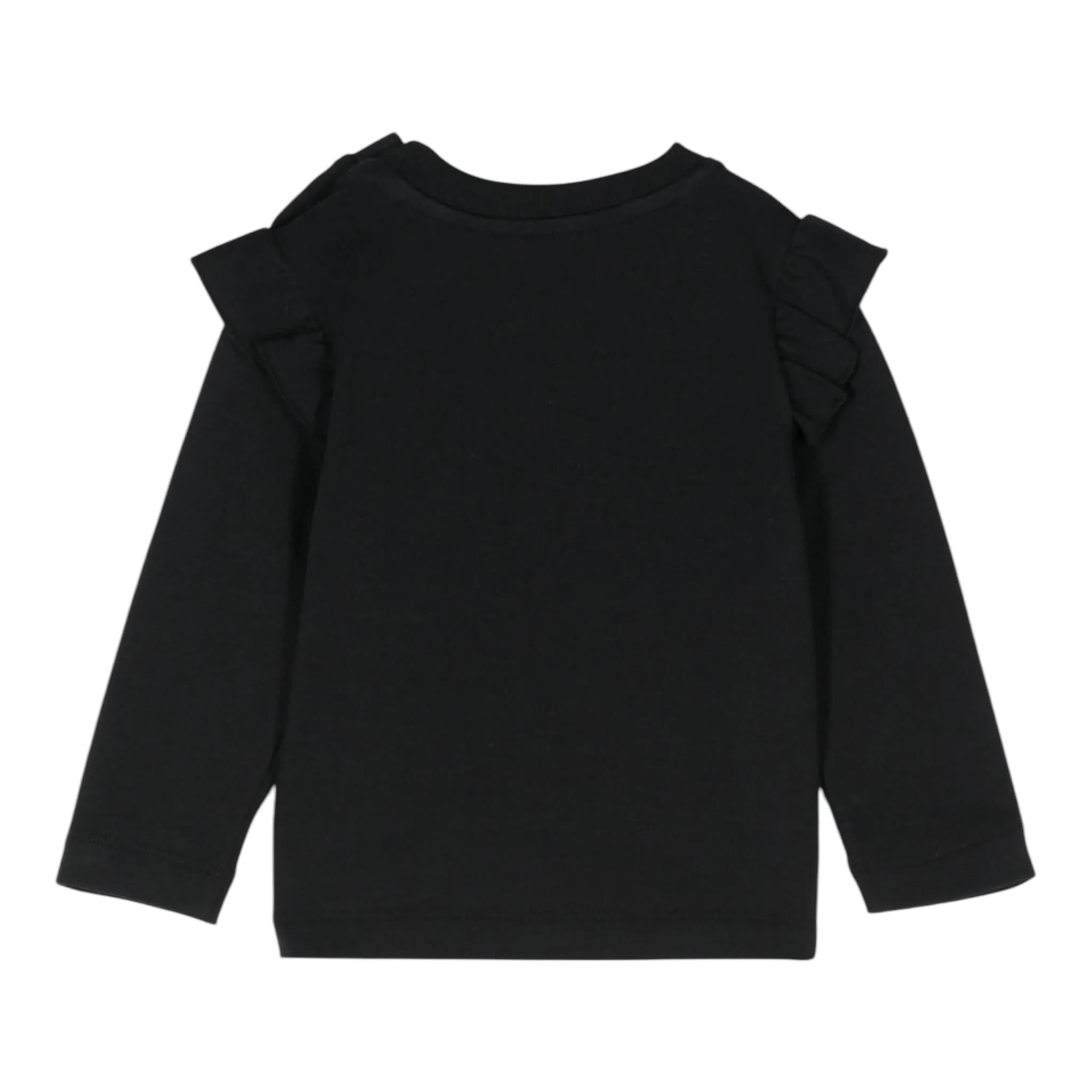 MOSCHINO shirt girocollo tinta unita con stampa in contrasto Nero per Neonata MDO00RX NERO MOSCHINO