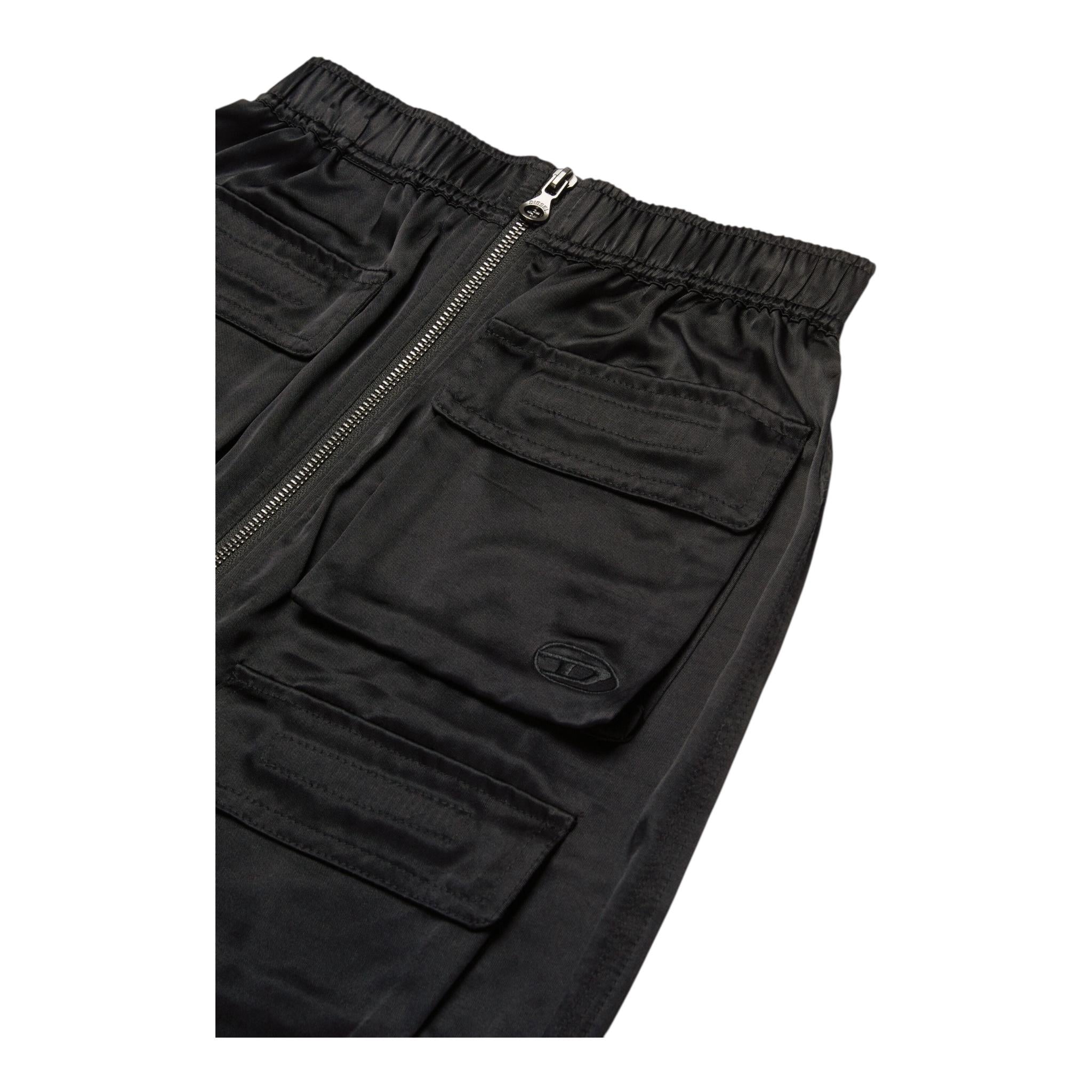 DIESEL gonna tinta unita con elastico in vita e zip Nero per Bambina J01951 NERO DIESEL