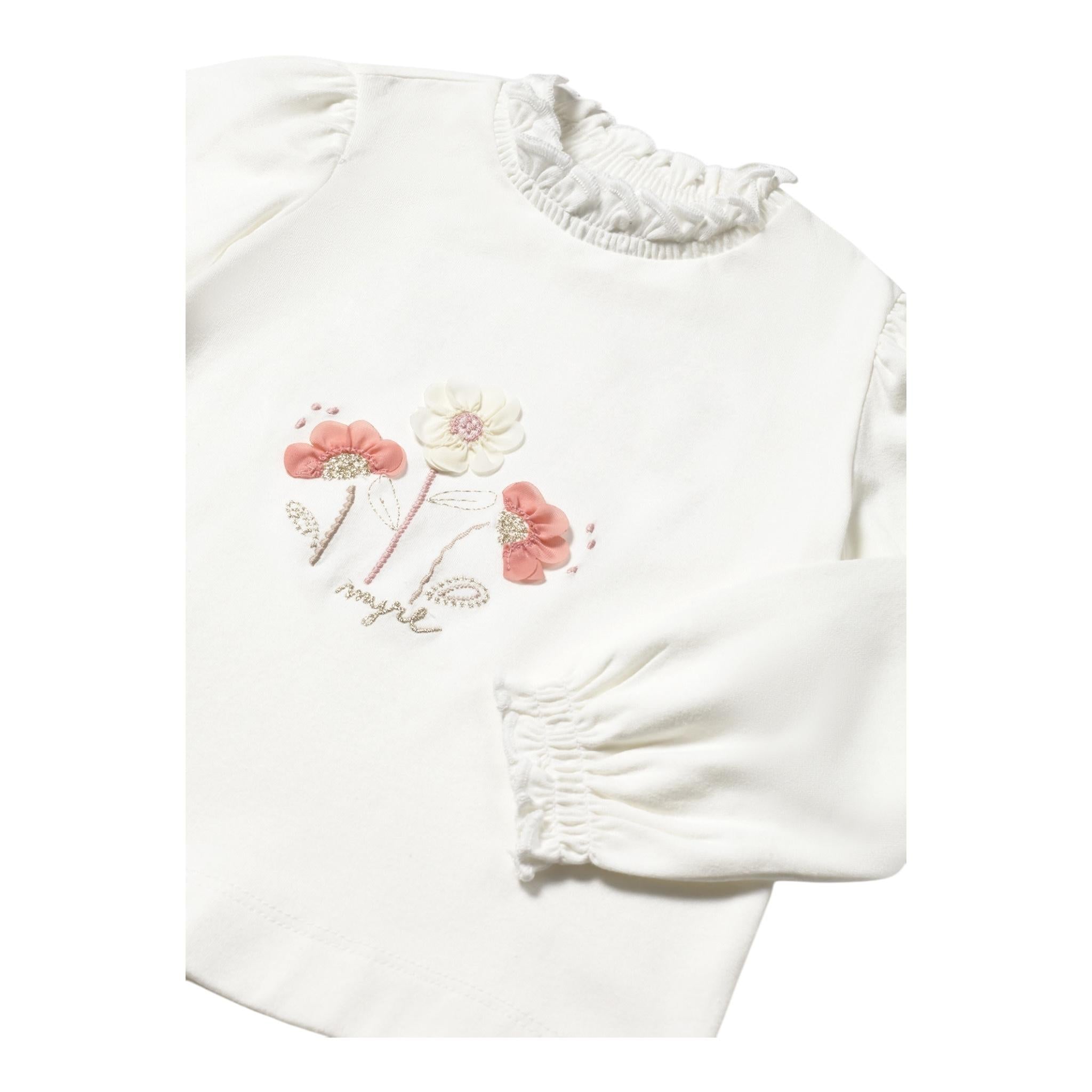 MAYORAL shirt girocollo tinta unita con stampa in contrasto Bianco per Bambina 2045 BIANCO MAYORAL
