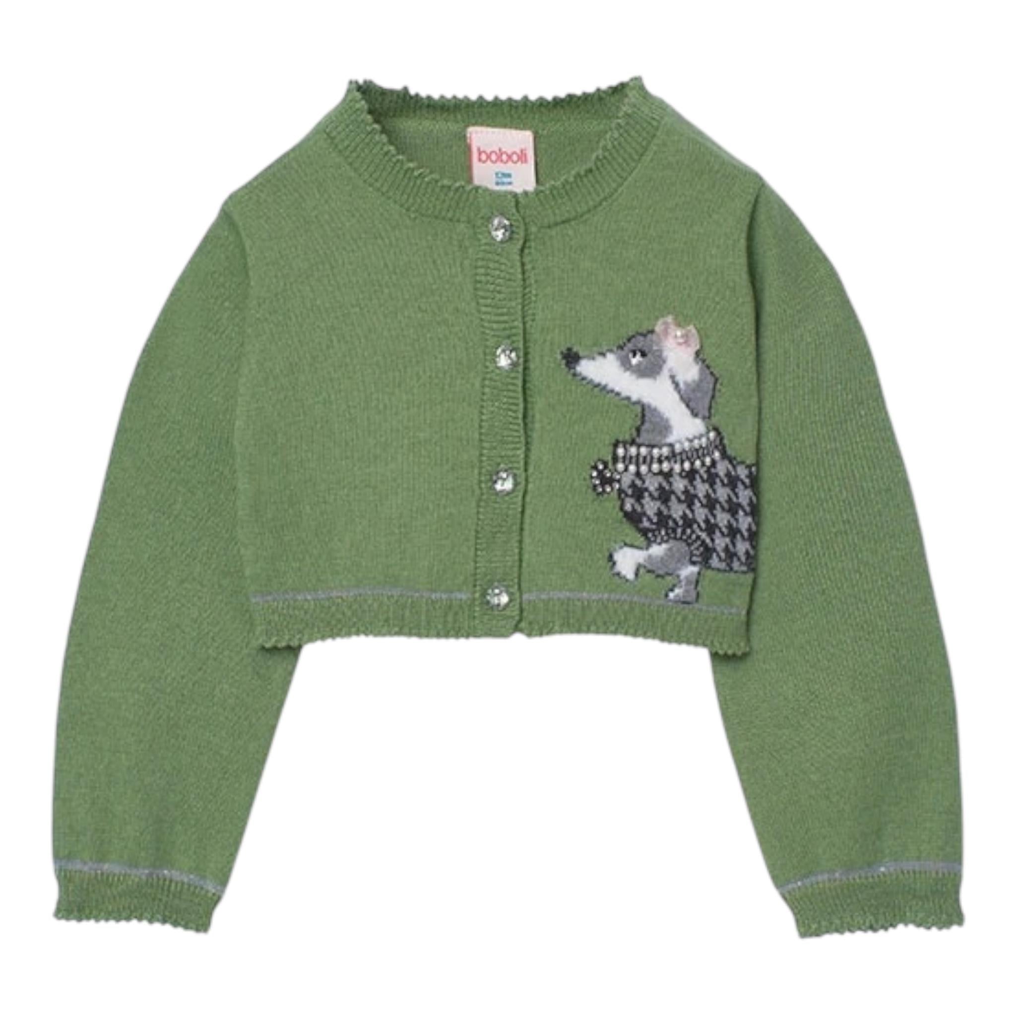 BOBOLI coprispalle tinta unita con stampa Verde per Neonata 709129N VERDE BOBOLI