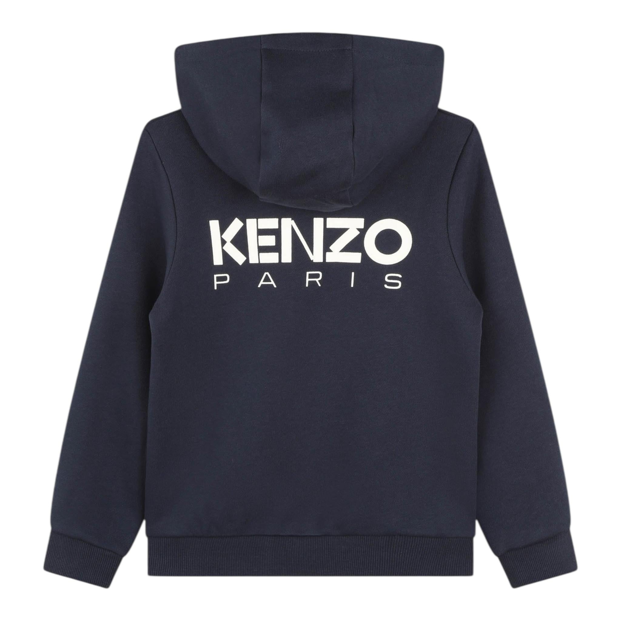 KENZO felpa chiusa con cappuccio tinta unita con fiore Blu per Bambina K25837 BLU KENZO