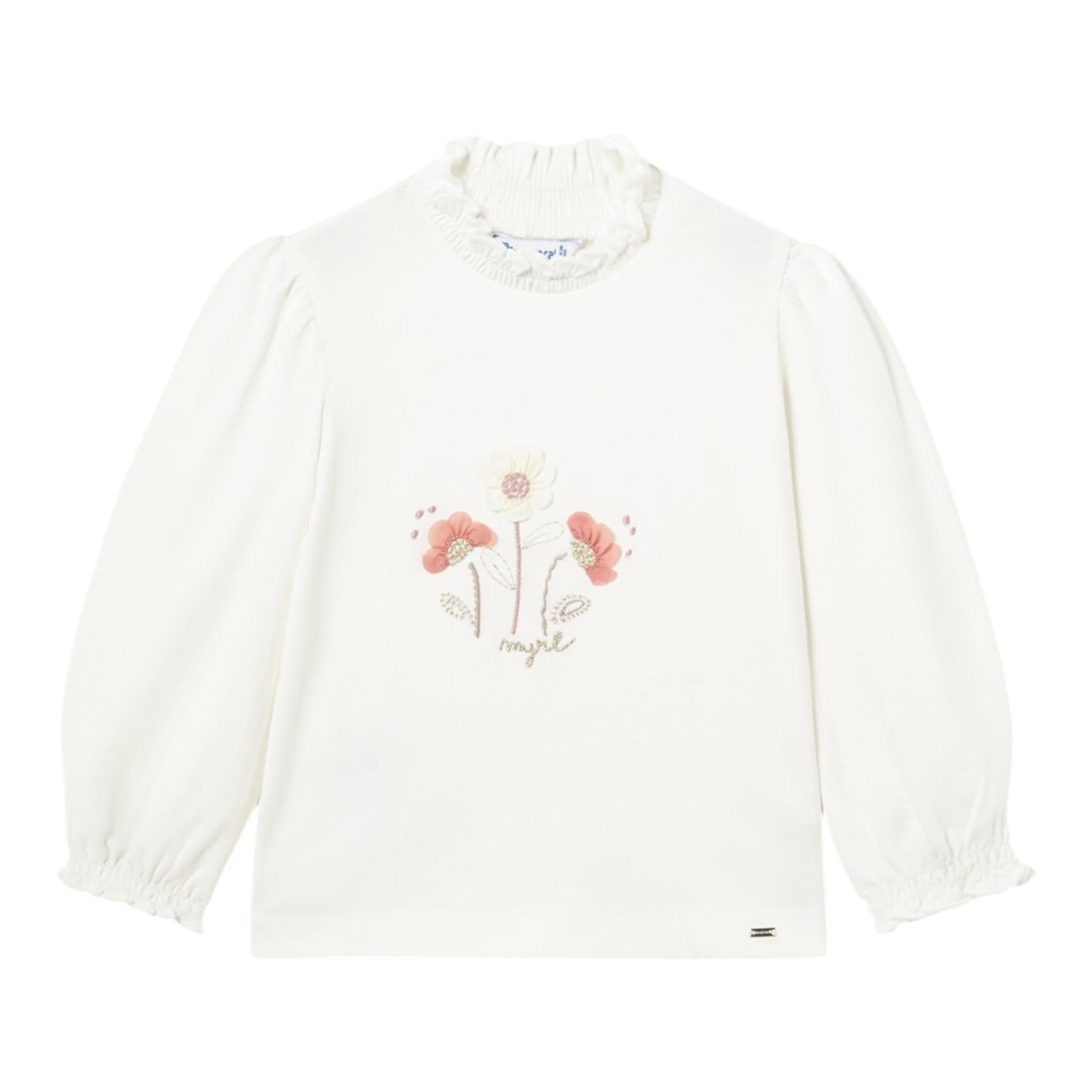MAYORAL shirt girocollo tinta unita con stampa in contrasto Bianco per Bambina 2045 BIANCO MAYORAL