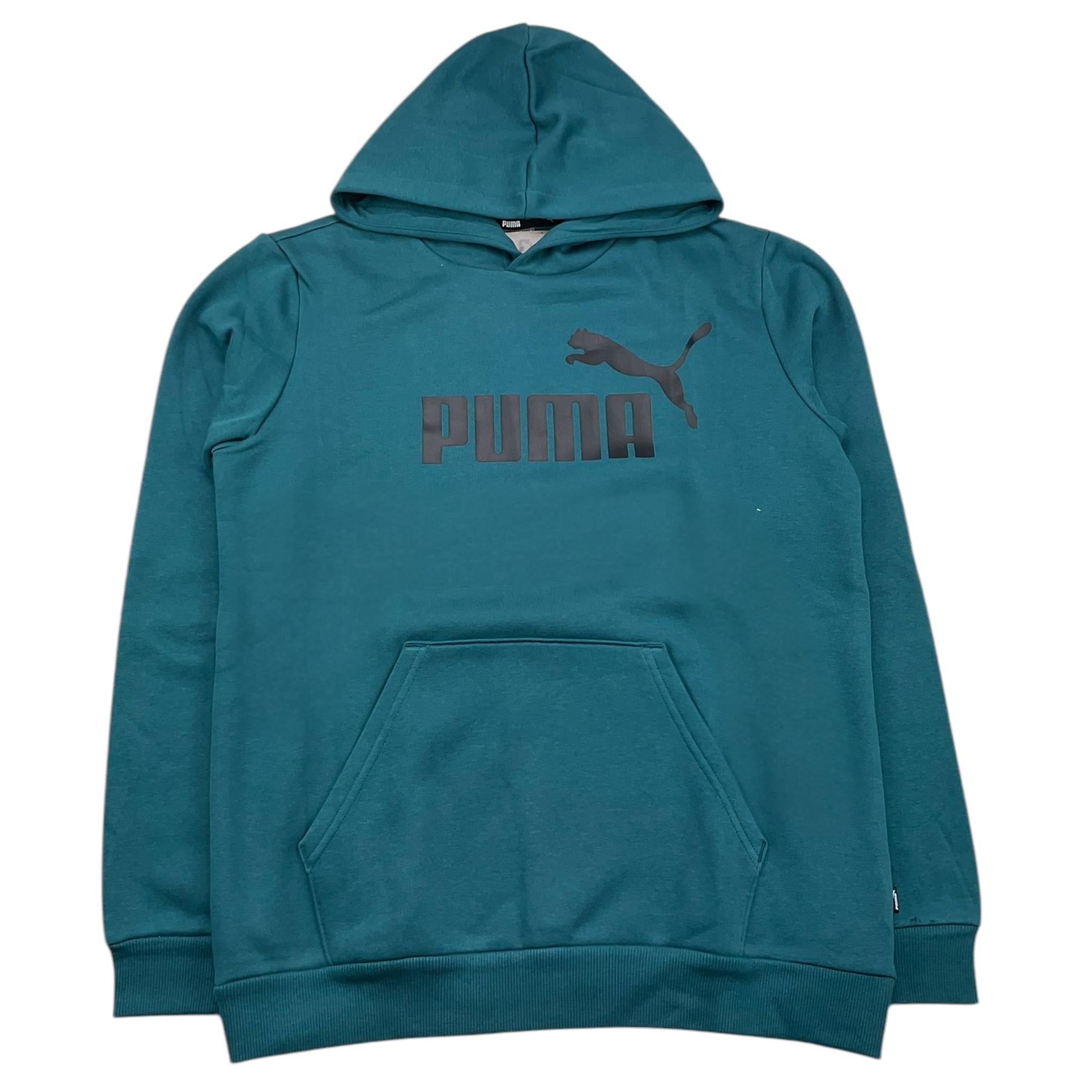 PUMA felpa tinta unita con cappuccio e stampa logo Verde per Bambino 586965 VERDE PUMA