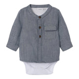 NAME.IT camicia body manica lunga Blu per Neonato 13221372 BLU NAME.IT