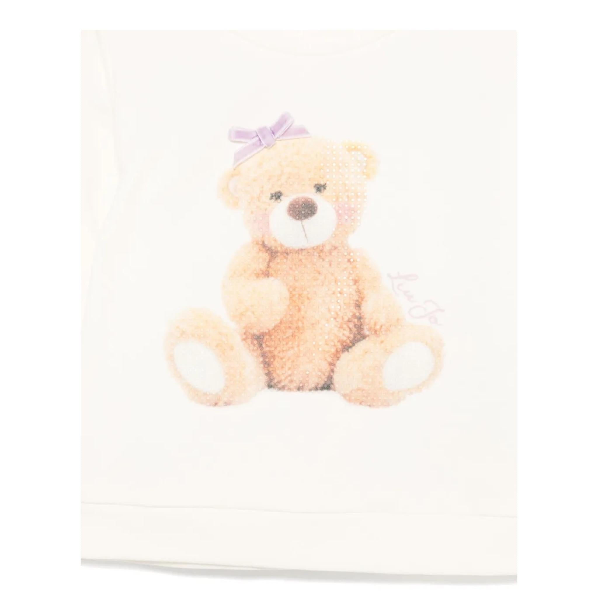 LIU JO felpa chiusa girocollo tinta unita con stampa orso Panna per Neonata HF4044 PANNA LIU JO