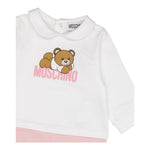 MOSCHINO tutina bicolore manica lunga con stampa orso Bianco/rosa per Neonata MUY06ZX BIANCO/ROSA MOSCHINO