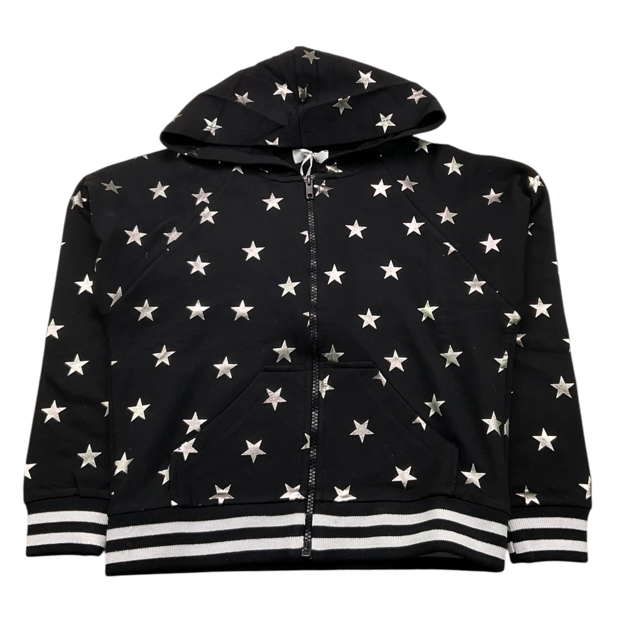 MONNALISA felpa cn zip e cappuccio tinta unita con stampe stelle Nero per Bambina 660802 NERO MONNALISA