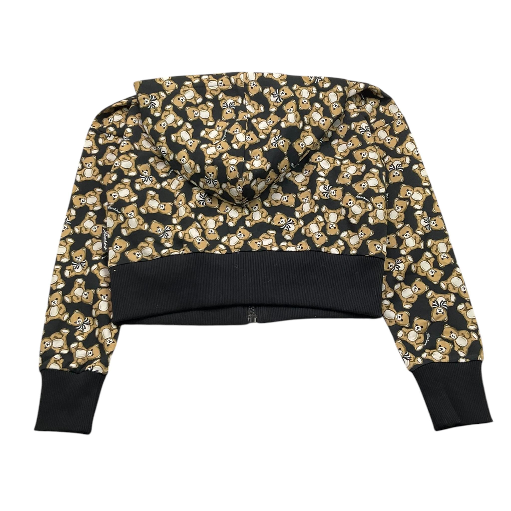 MOSCHINO felpa tinta unita con zip e cappuccio e fantasia Nero per Bambina HDF06F NERO MOSCHINO