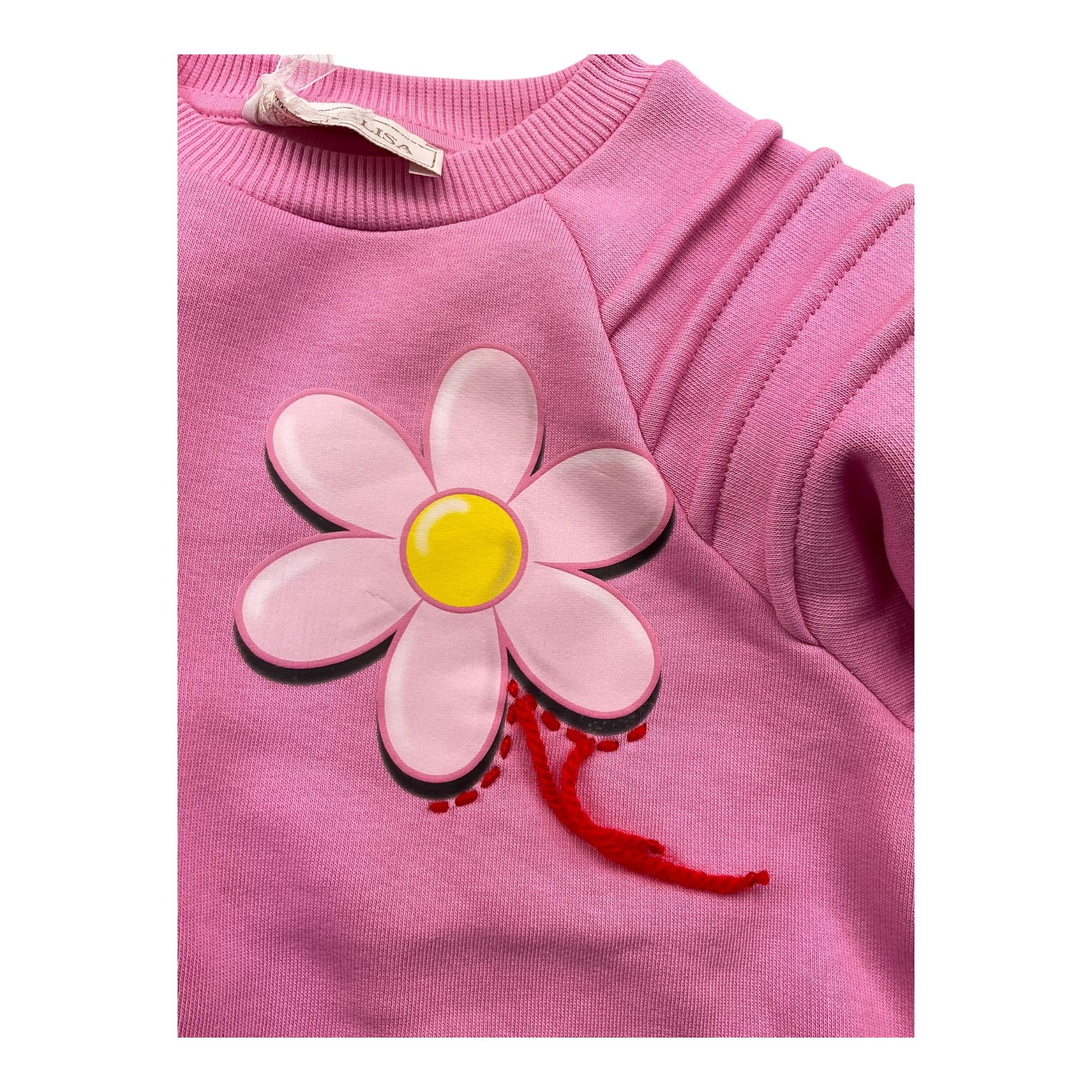 MONNALISA felpa chiusa girocollo tinta unita con stampa fiori Rosa per Bambina 19D628 ROSA MONNALISA