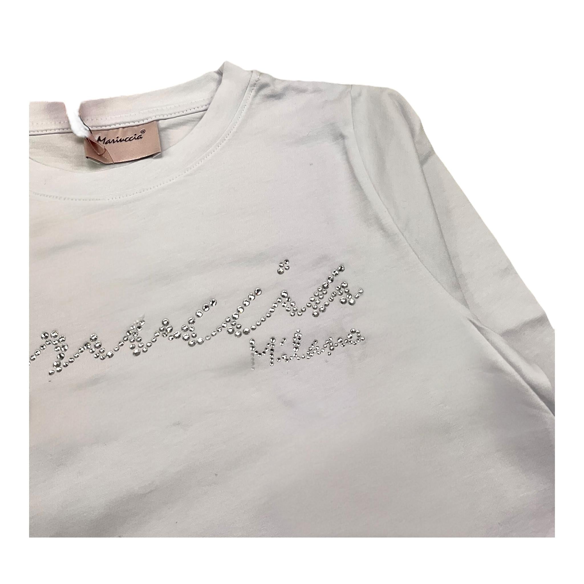 MARIUCCIA shirt girocollo tinta unita con stampa brillantinata Bianco per Neonata MBFW23T209NX BIANCO MARIUCCIA