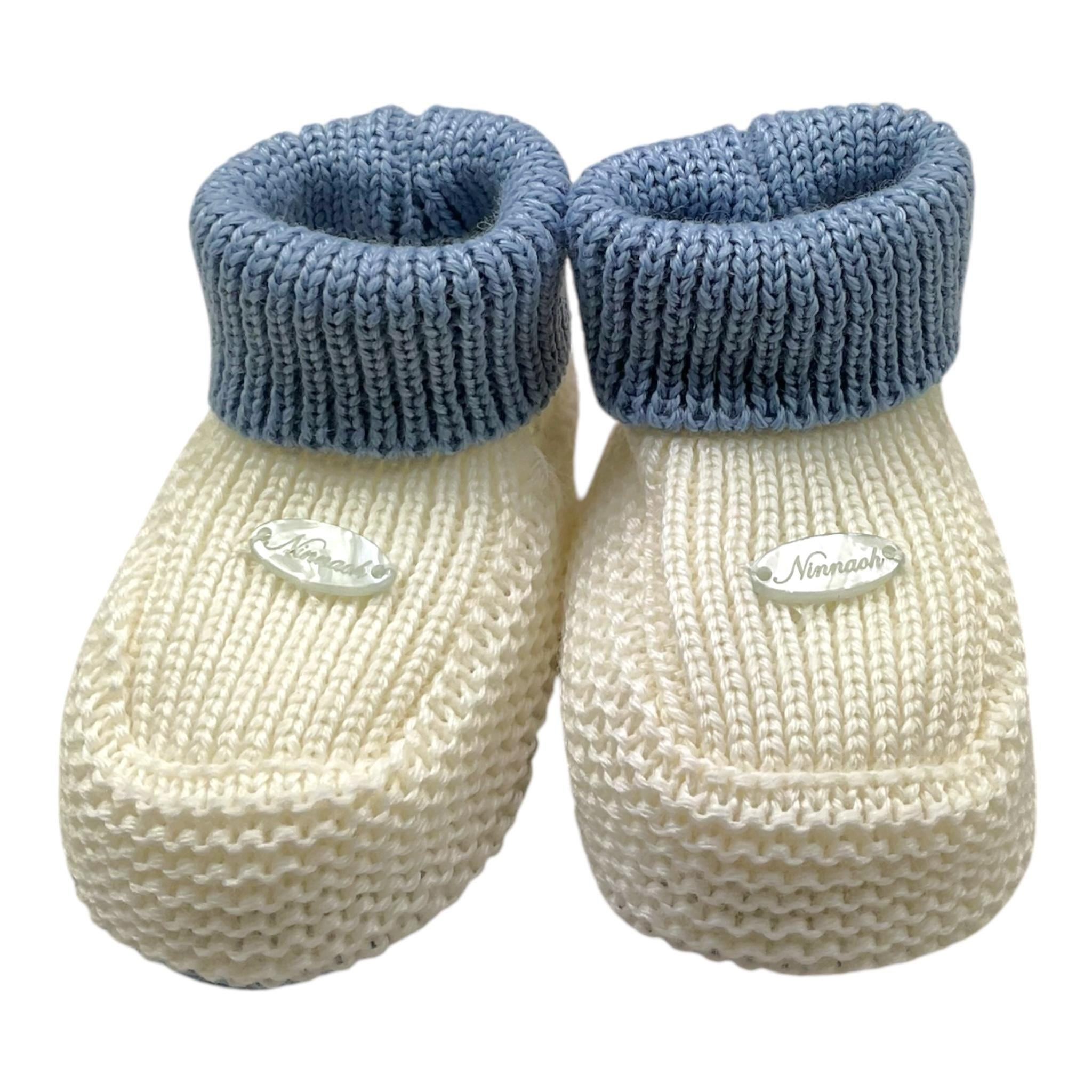 NINNAOH babbucce tinta unita con logo Bianco per Neonato I23314F BIANCO NINNAOH