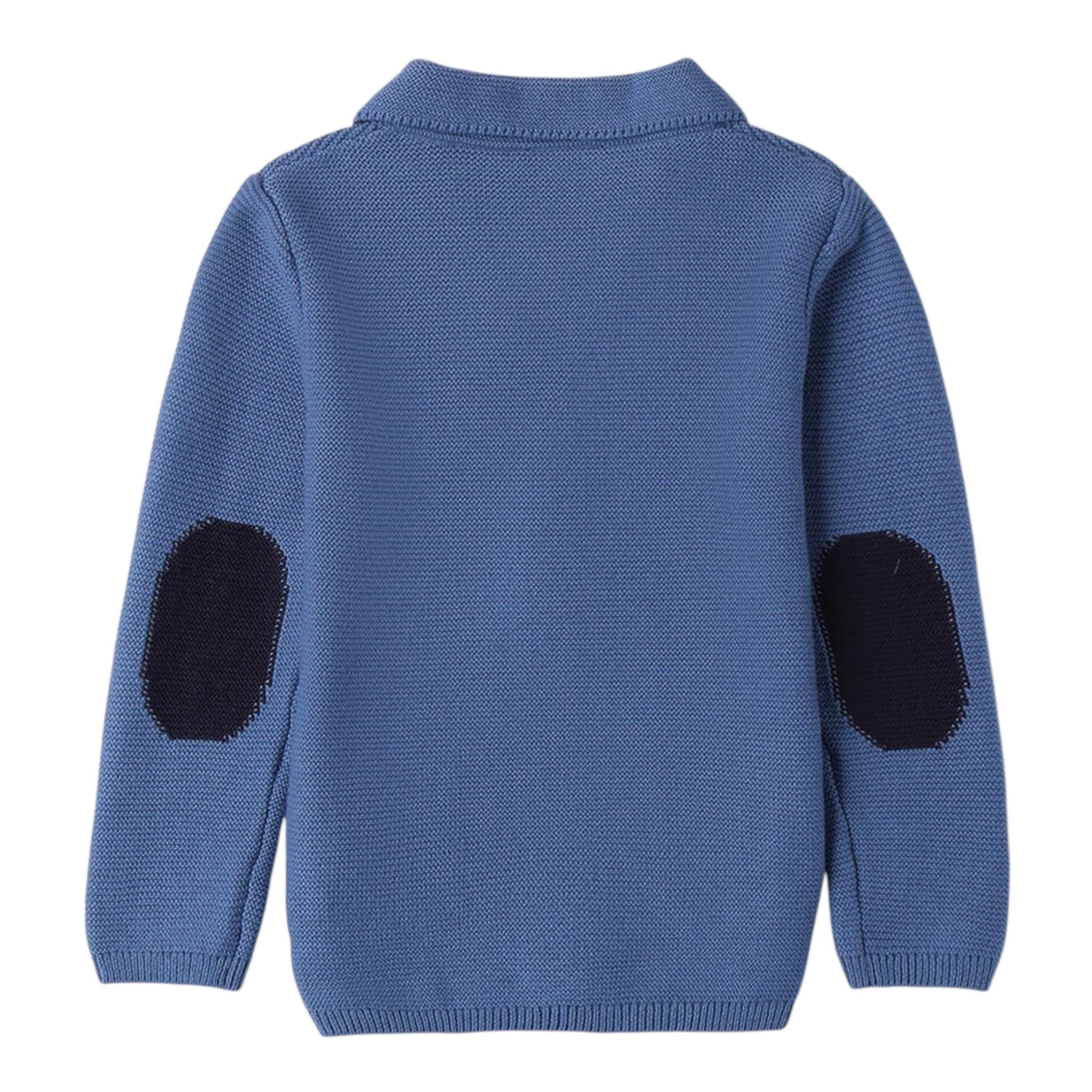 SARABANDA giacca in maglia tinta unita con toppe Blu per Bambino 0A104 BLU SARABANDA