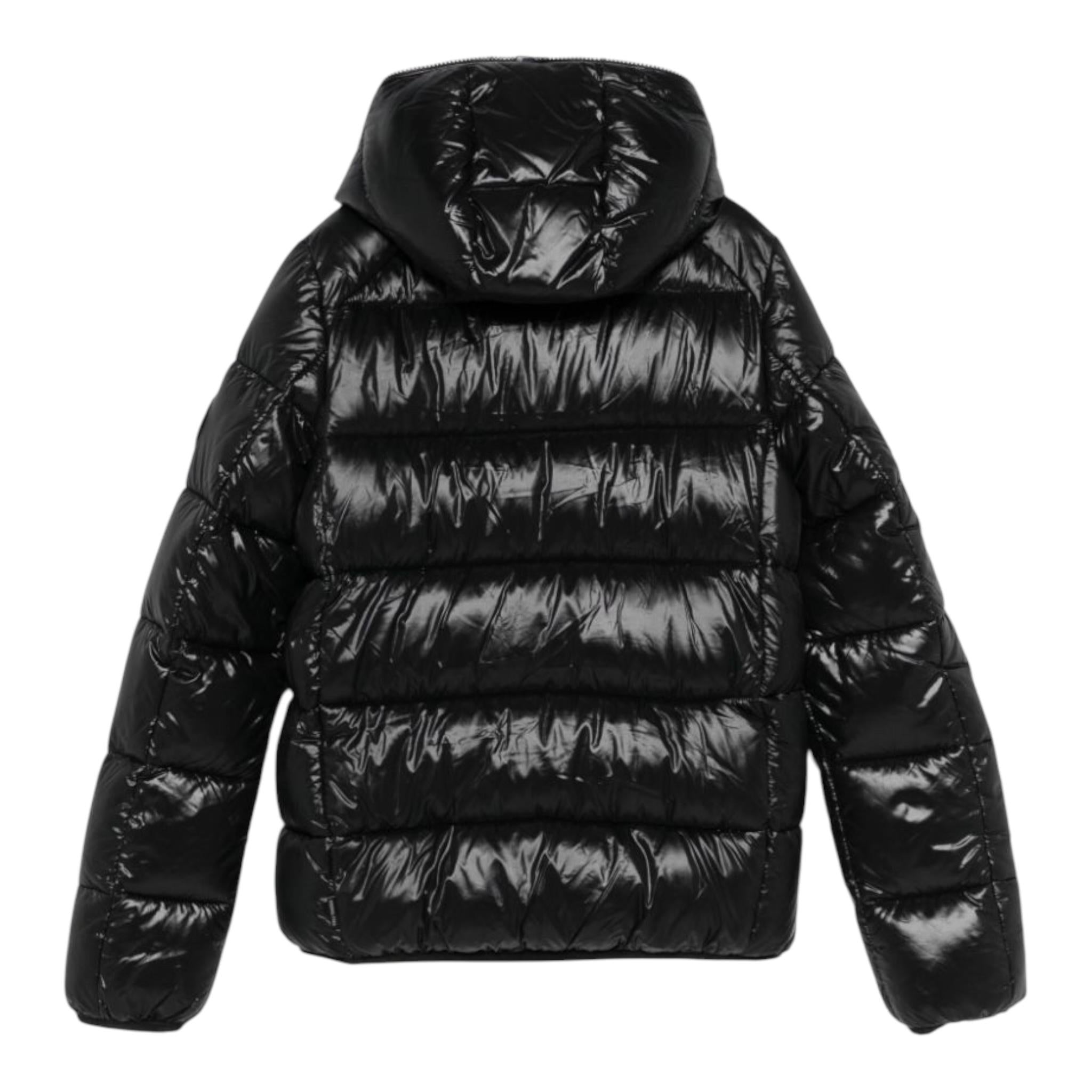 SAVE THE DUCK giubbino tinta unita con zip e cappuccio Nero per Bambina J31280B NERO SAVE THE DUCK