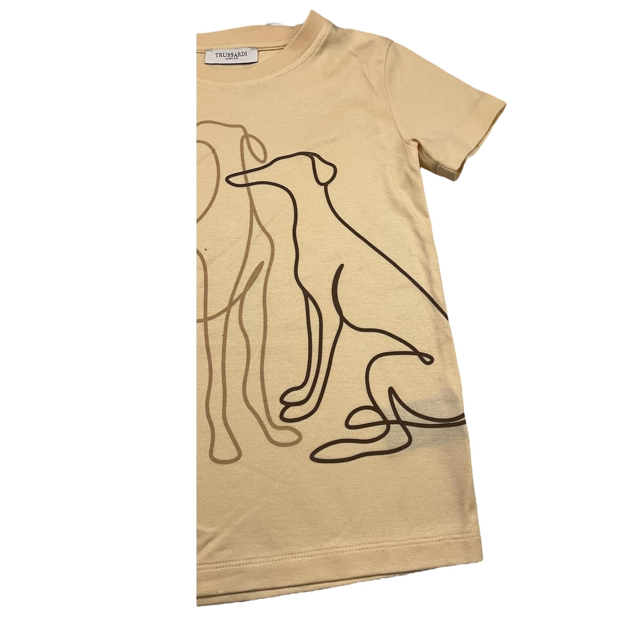 TRUSSARDI t-shirt girocollo tinta unita con stampa in contrasto Beige per Bambino TBA25033TS BEIGE TRUSSARDI