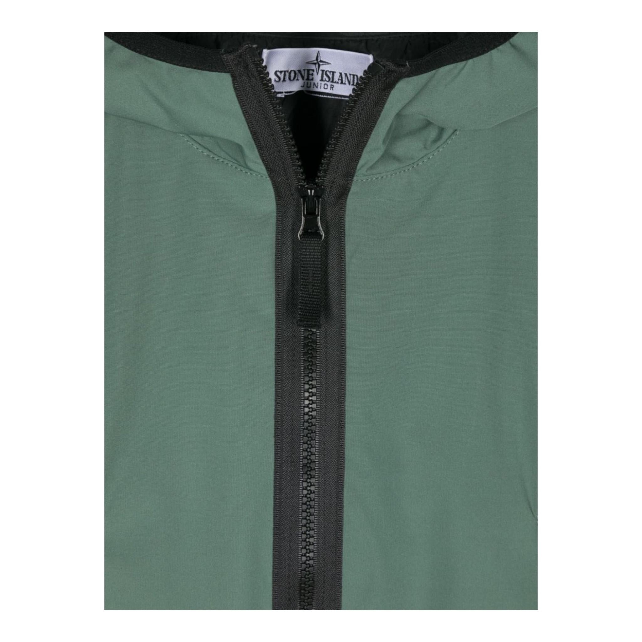 STONE ISLAND giubbino tinta unita con zip e cappuccio Verde per Bambino 811640527 VERDE STONE ISLAND