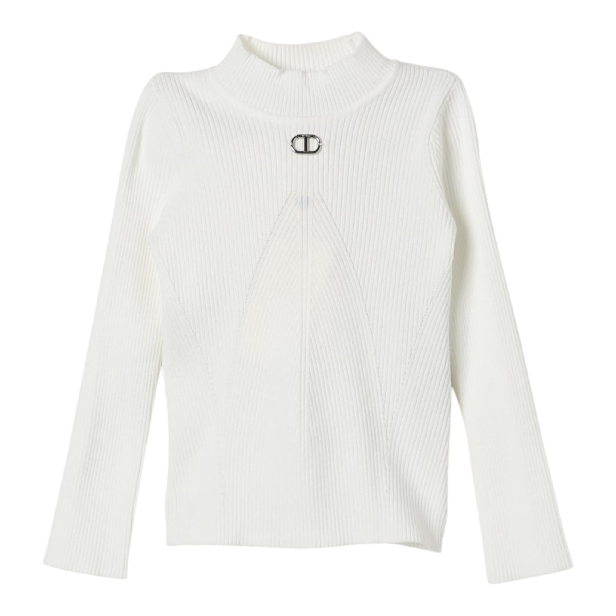 TWINSET maglia mezzo collo tinta unita a costine Bianco per Neonata 242GJ3190NX BIANCO TWINSET