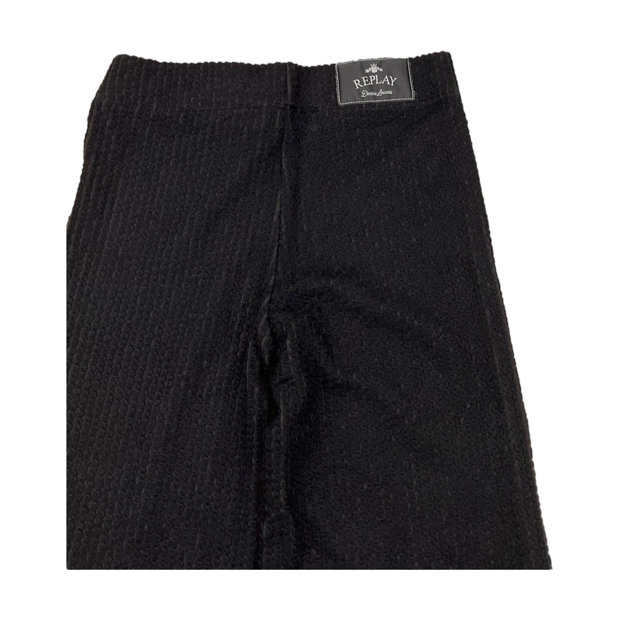 REPLAY pantalone tinta units modello palazzo Nero per Bambina SG9407 NERO REPLAY