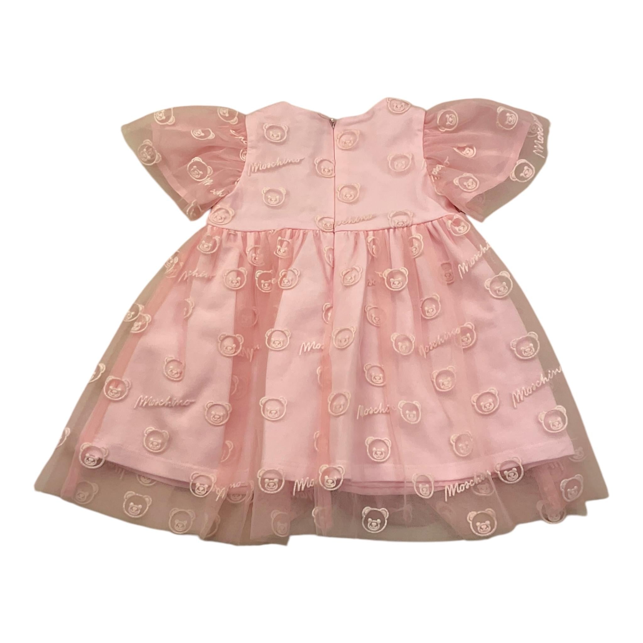 MOSCHINO abito tinta unita con ricami e tulle Rosa per Neonata MDV0CS ROSA MOSCHINO