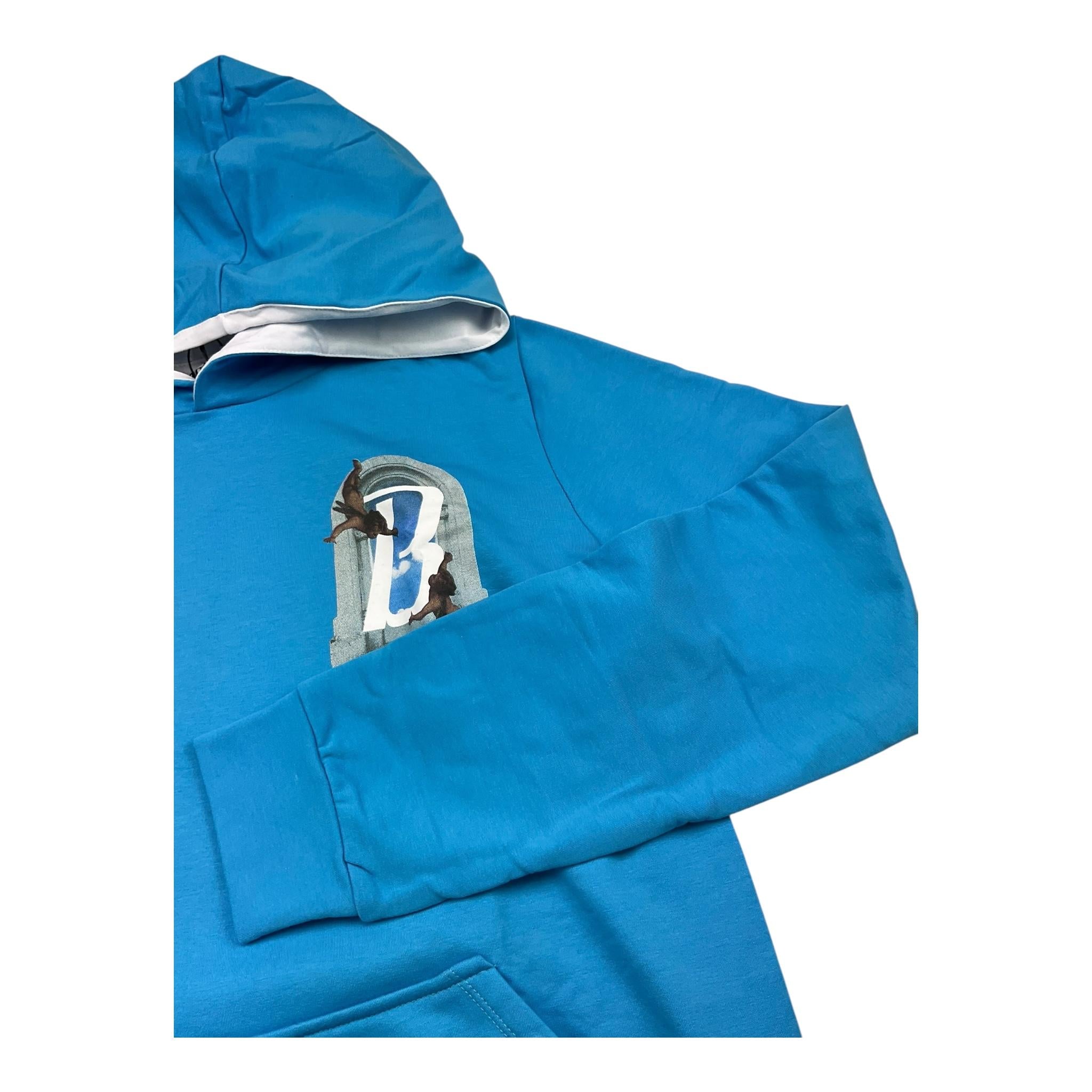 BUTNOT felpa chiusa con cappuccio tinta unita cn stampa Azzurro per Bambino B9895547 AZZURRO BUTNOT